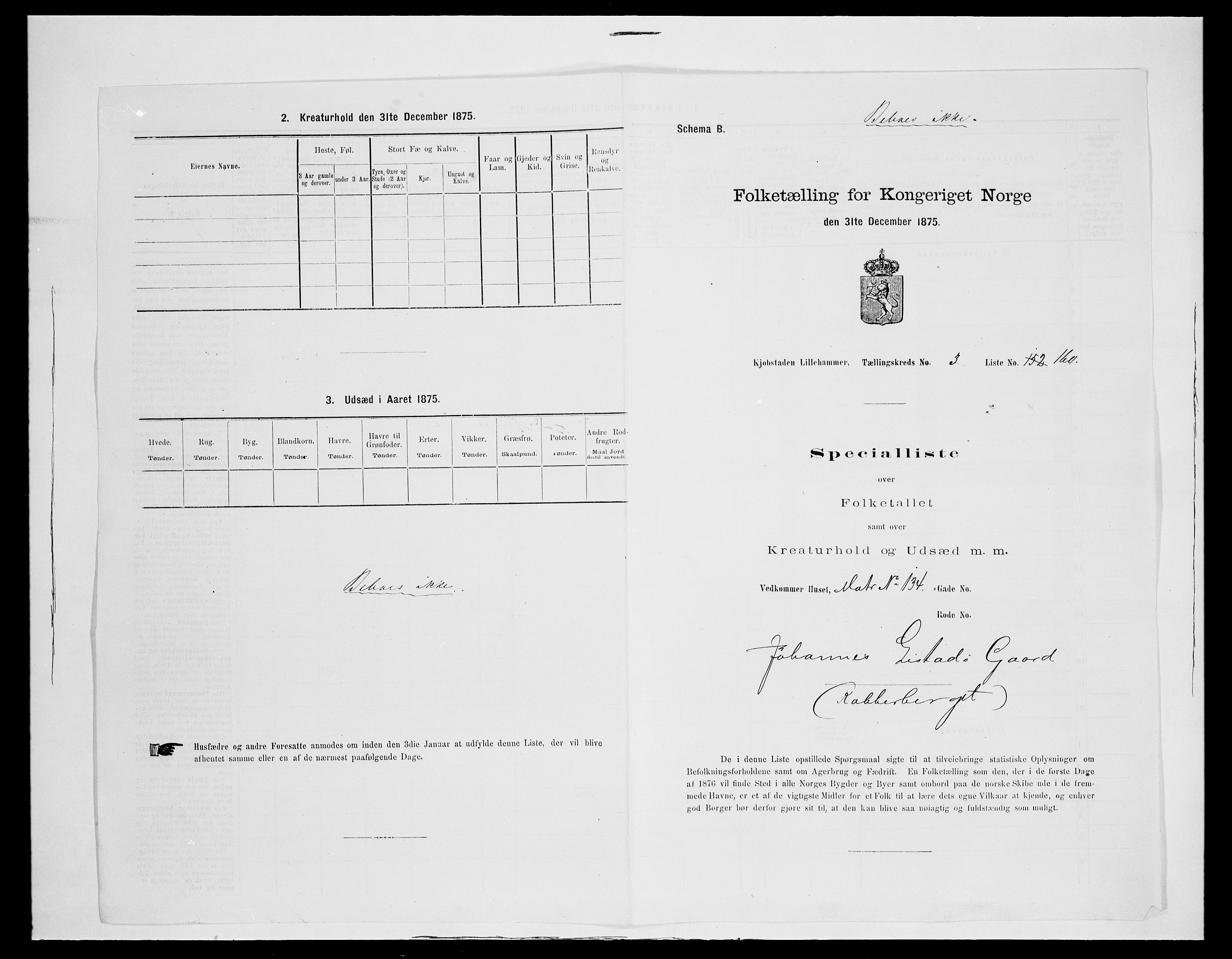 SAH, 1875 census for 0501B Fåberg/Lillehammer, 1875, p. 356