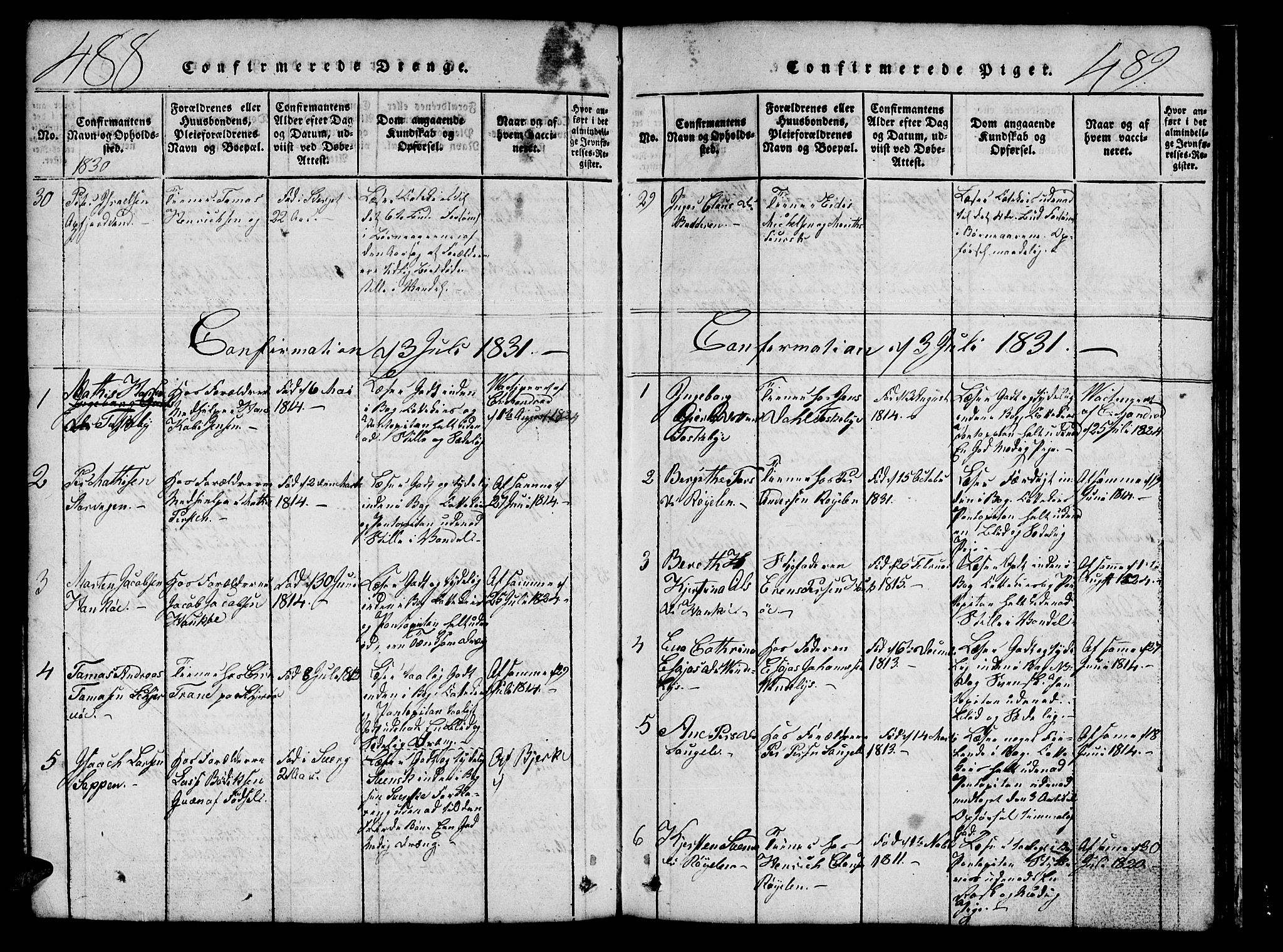 Skjervøy sokneprestkontor, AV/SATØ-S-1300/H/Ha/Hab/L0001klokker: Parish register (copy) no. 1, 1825-1838, p. 488-489