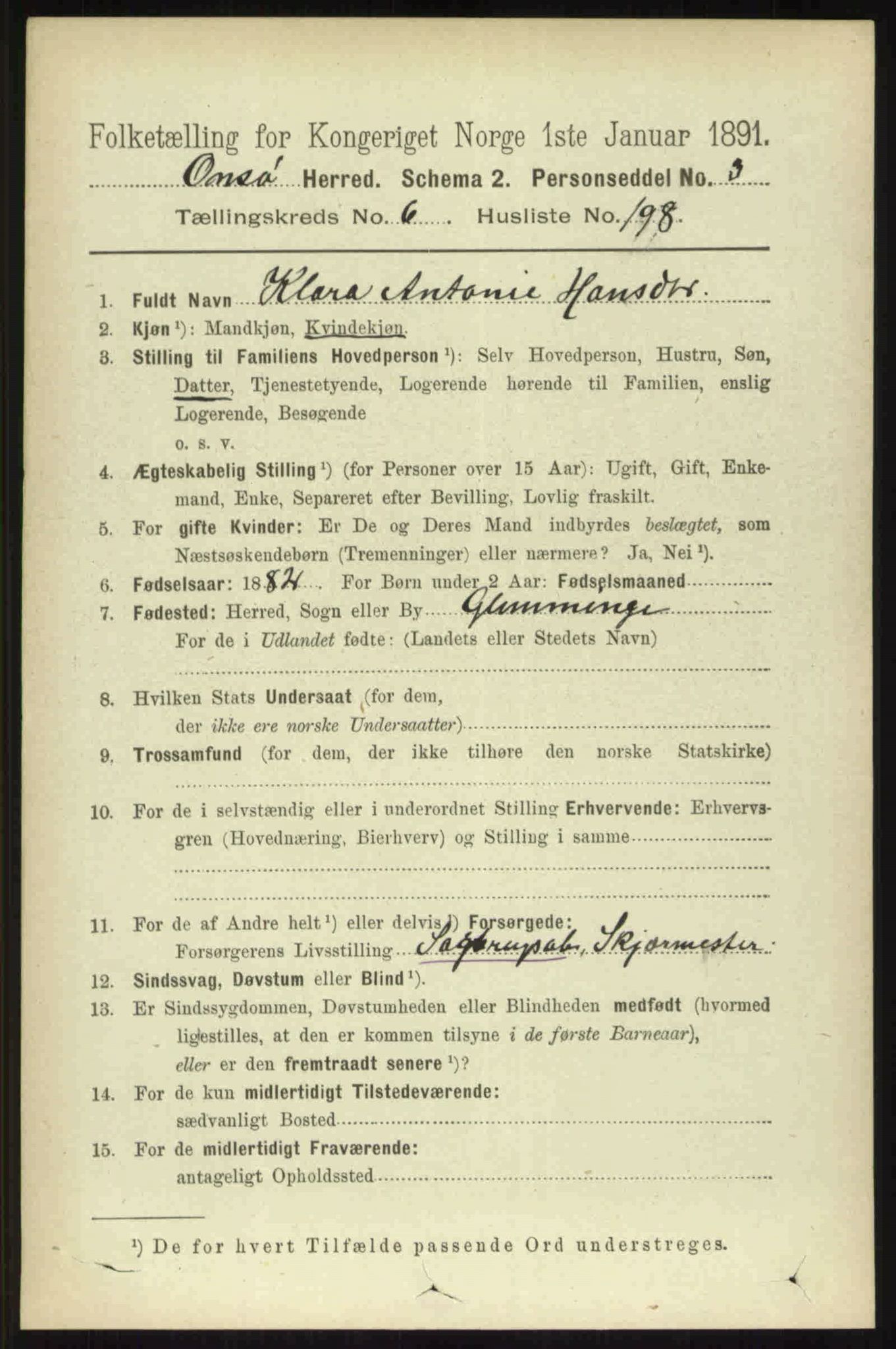 RA, 1891 census for 0134 Onsøy, 1891, p. 6353