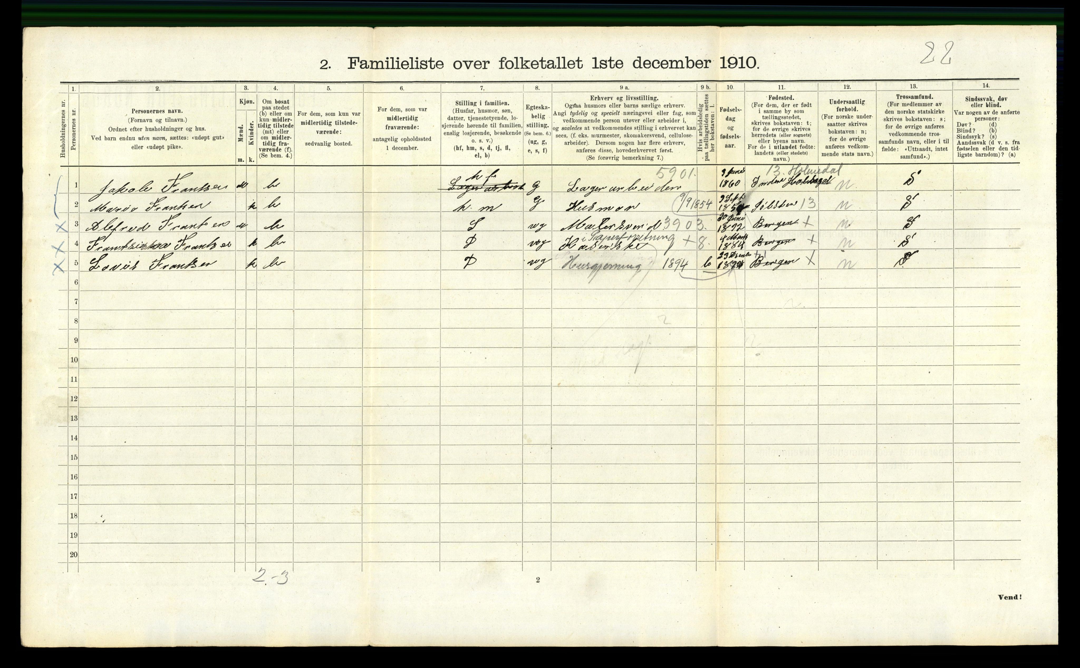 RA, 1910 census for Bergen, 1910, p. 40134