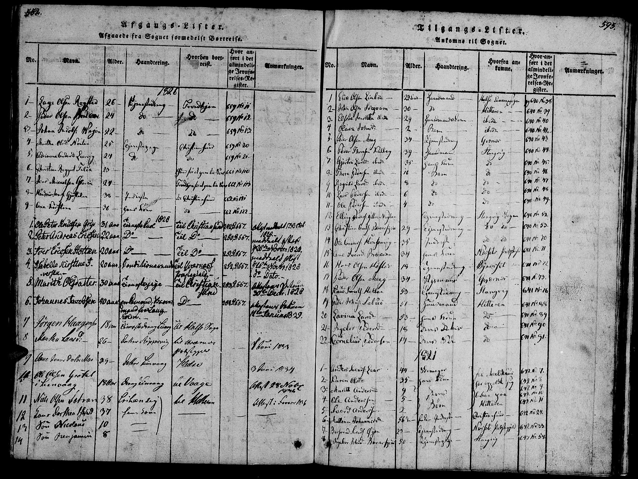 Ministerialprotokoller, klokkerbøker og fødselsregistre - Møre og Romsdal, SAT/A-1454/581/L0933: Parish register (official) no. 581A03 /1, 1819-1836, p. 552-595