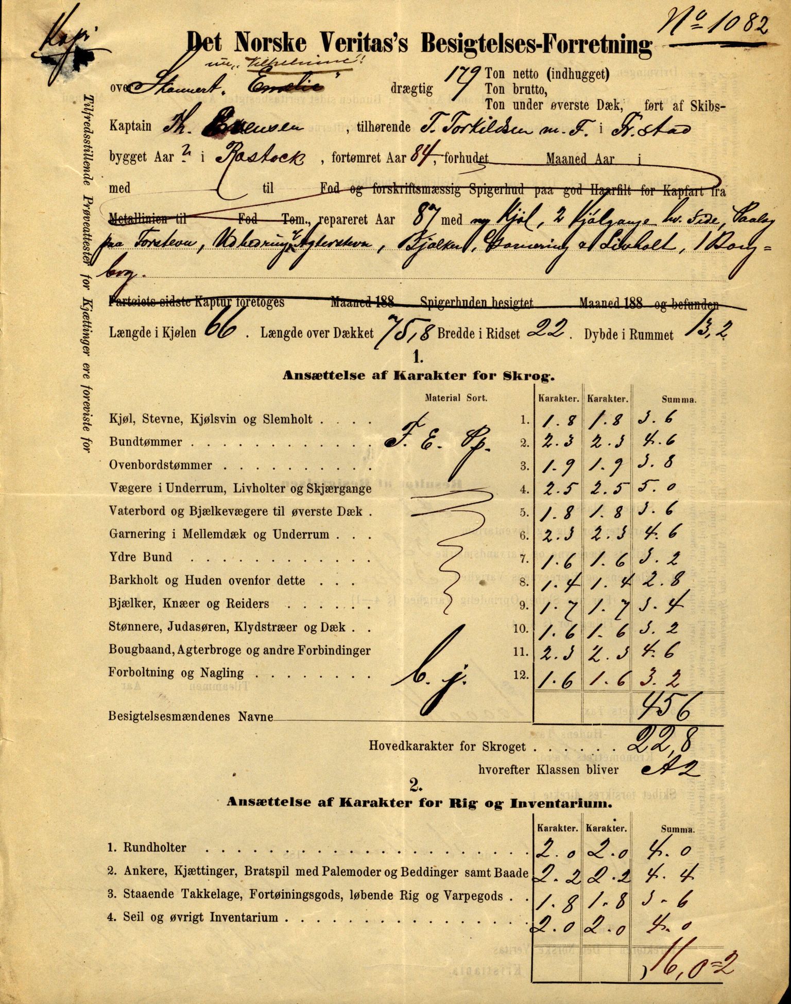 Pa 63 - Østlandske skibsassuranceforening, VEMU/A-1079/G/Ga/L0020/0001: Havaridokumenter / Tellus, Telanak, Wilhelmine, 1887, p. 113