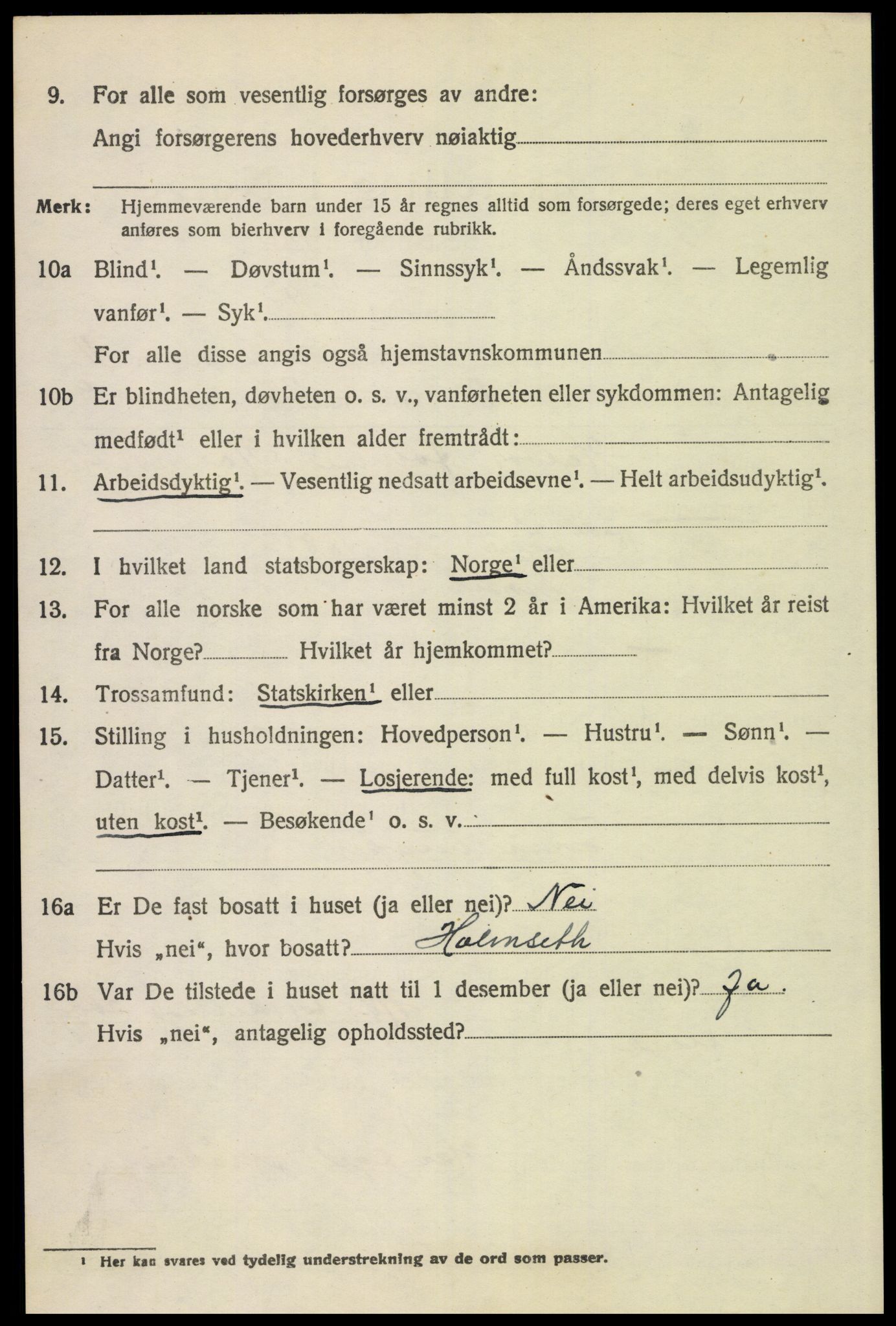 SAH, 1920 census for Trysil, 1920, p. 6978