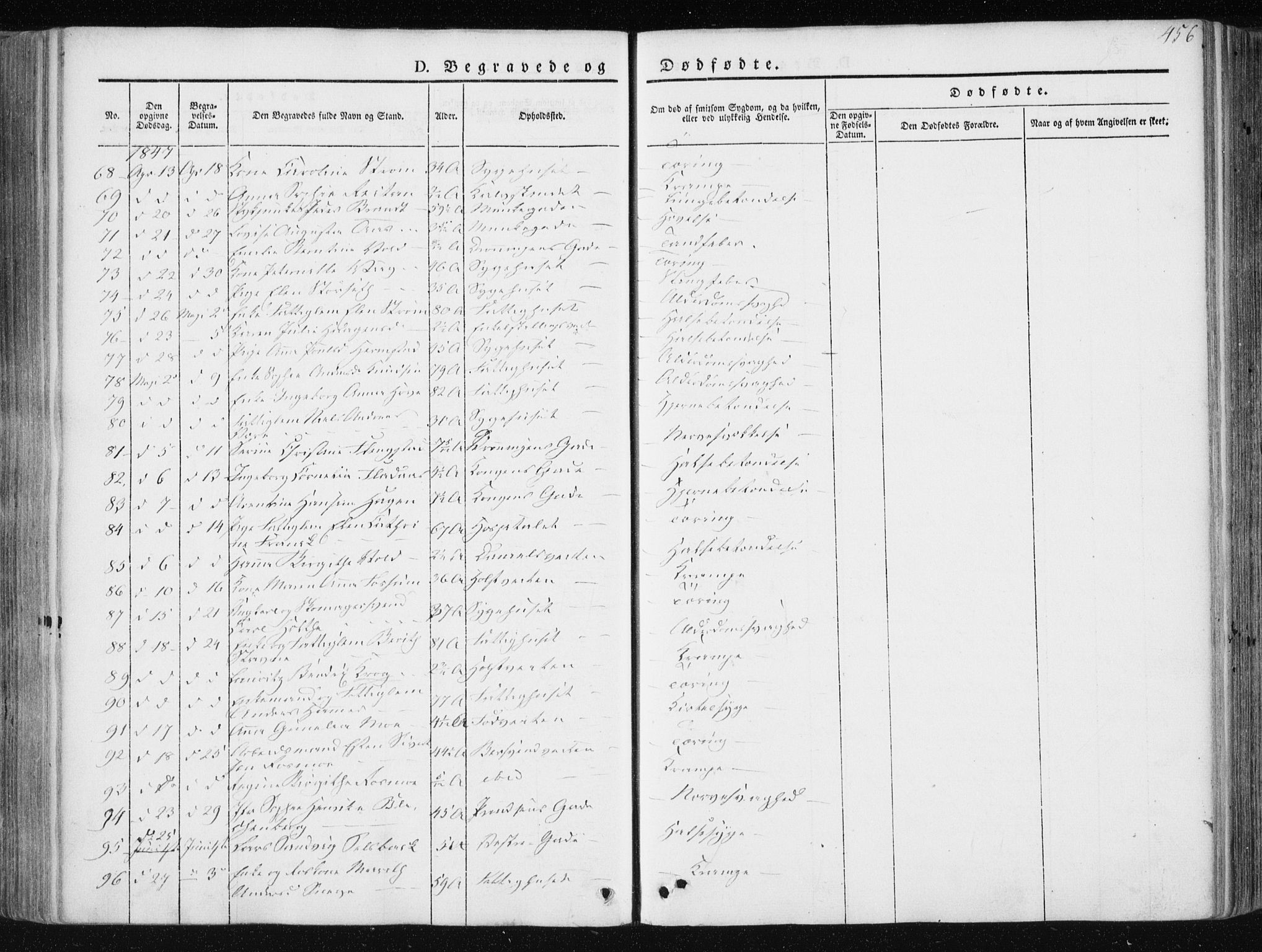 Ministerialprotokoller, klokkerbøker og fødselsregistre - Sør-Trøndelag, AV/SAT-A-1456/601/L0049: Parish register (official) no. 601A17, 1839-1847, p. 456