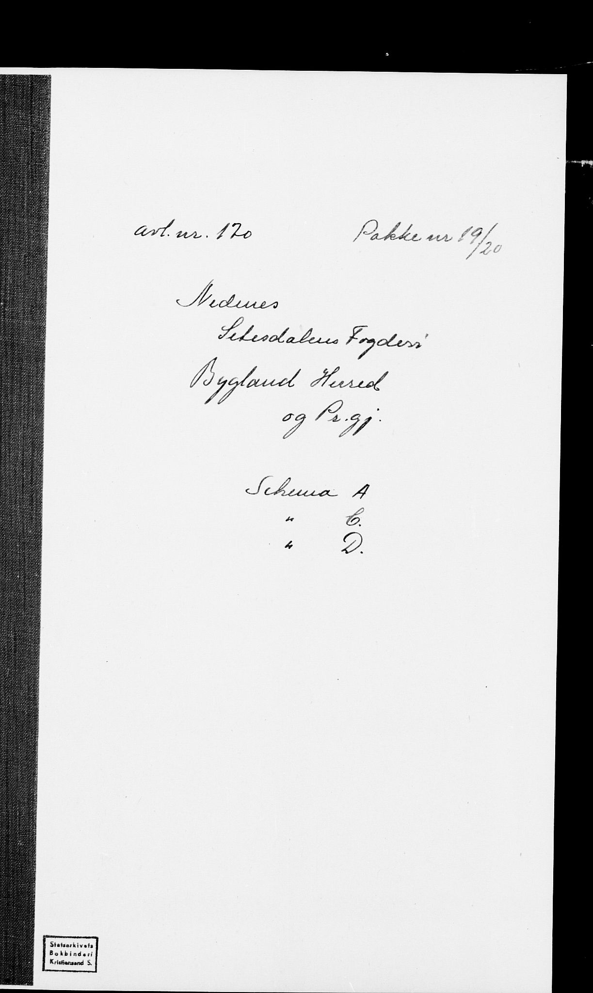 SAK, 1875 census for 0938P Bygland, 1875, p. 1
