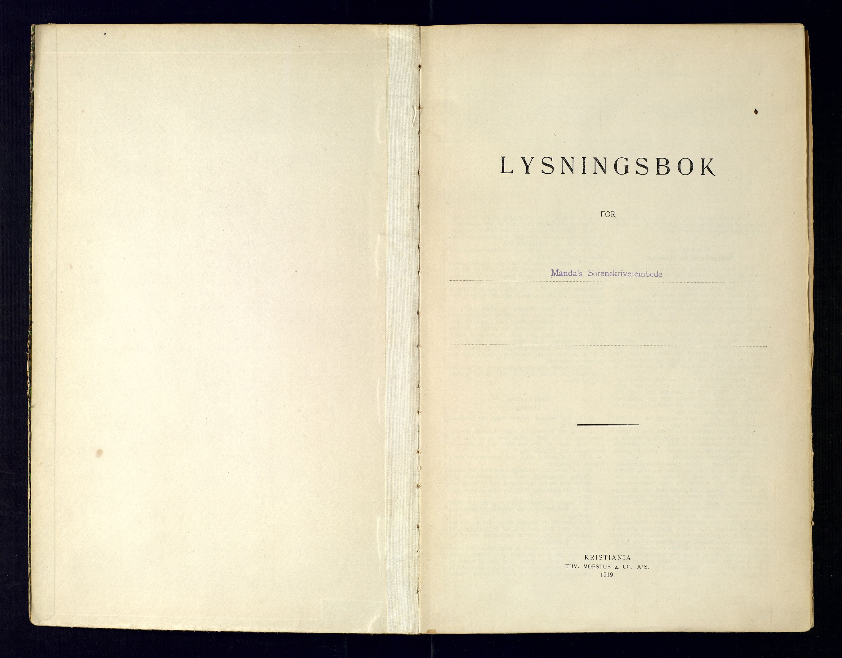 Mandal sorenskriveri, AV/SAK-1221-0005/002/L/L0275/0001: Lysingsbok Vigselbøker / Lysingsbok, 1919-1969