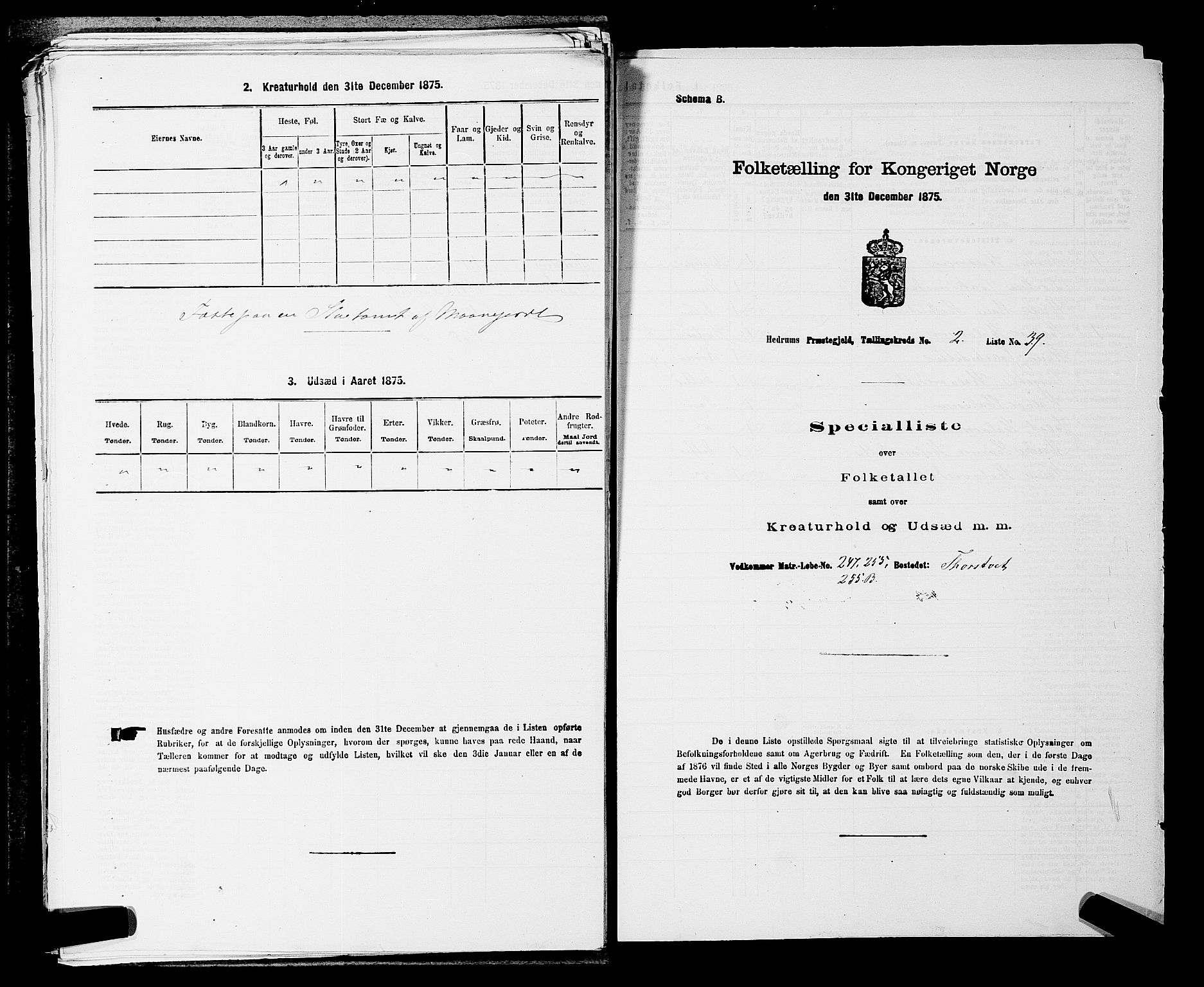 SAKO, 1875 census for 0727P Hedrum, 1875, p. 211