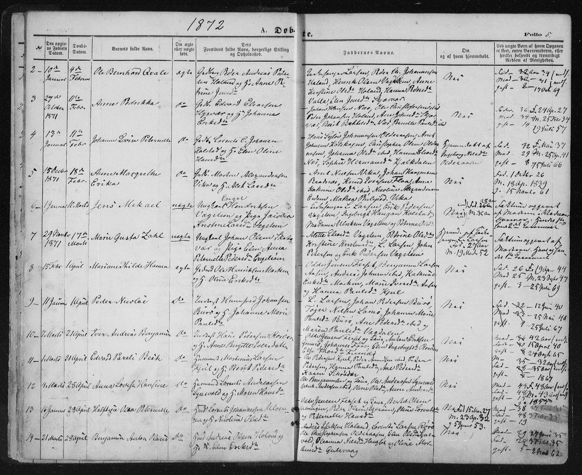 Ministerialprotokoller, klokkerbøker og fødselsregistre - Nordland, SAT/A-1459/816/L0241: Parish register (official) no. 816A07, 1870-1885, p. 5