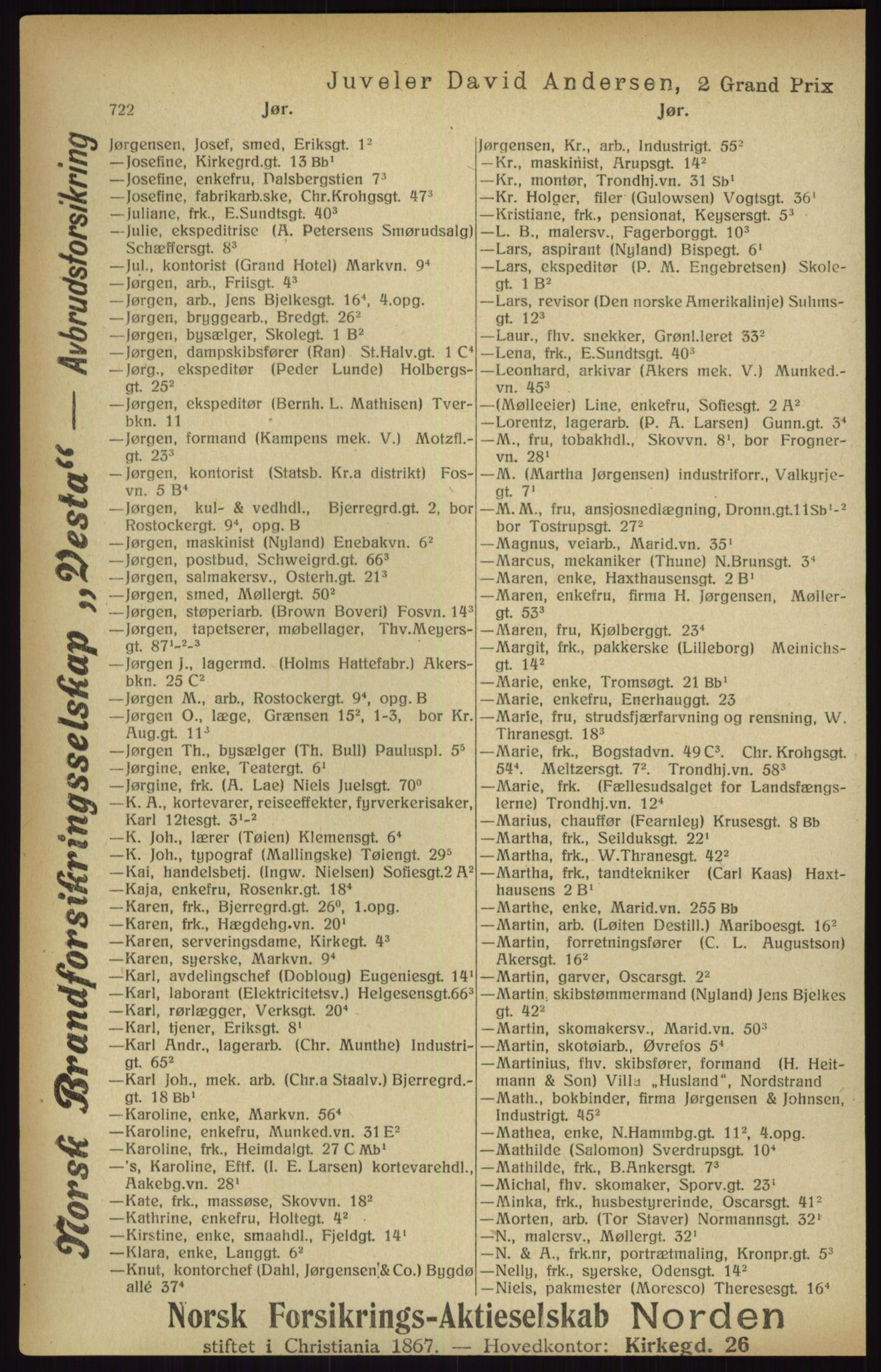 Kristiania/Oslo adressebok, PUBL/-, 1916, p. 722