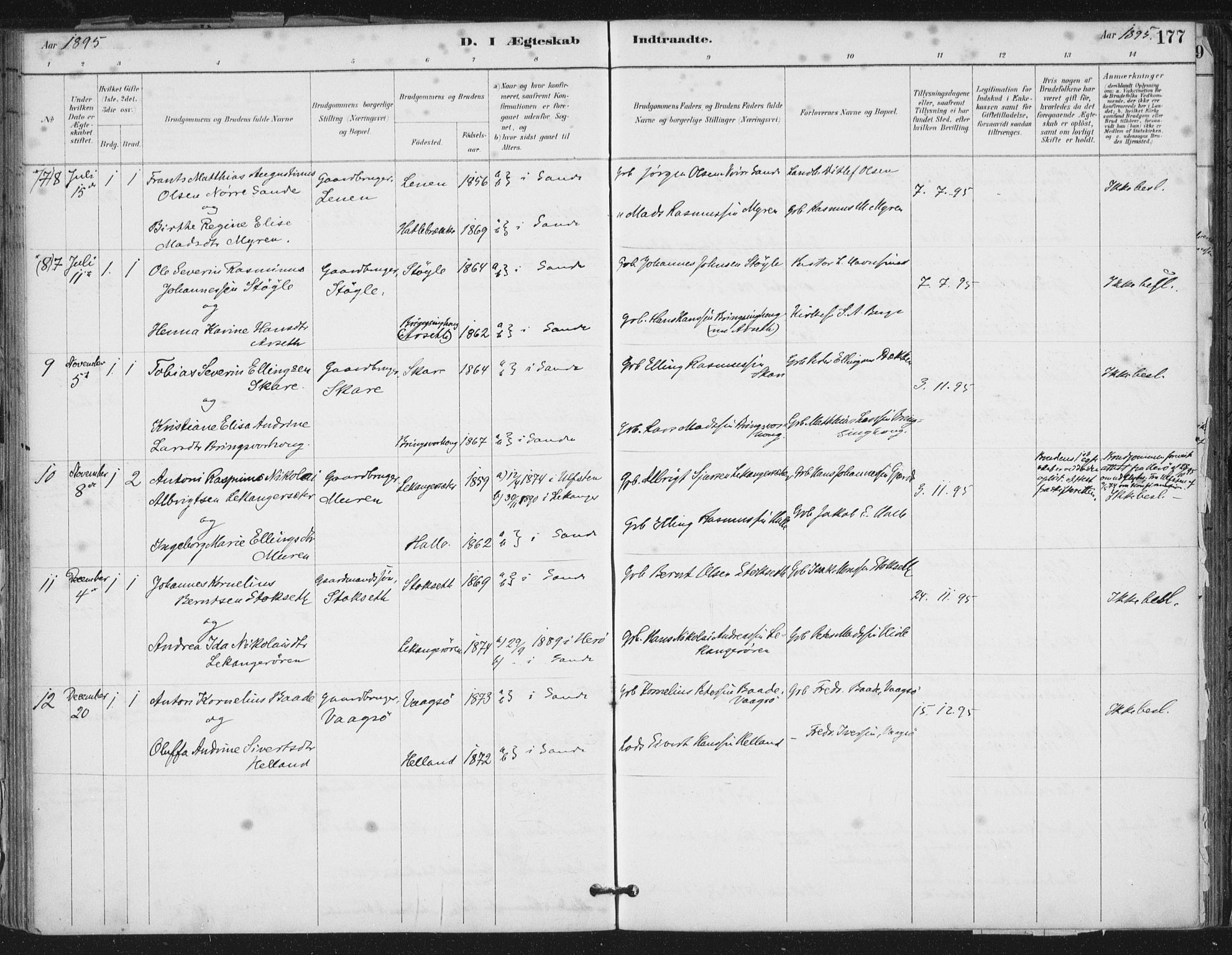 Ministerialprotokoller, klokkerbøker og fødselsregistre - Møre og Romsdal, AV/SAT-A-1454/503/L0037: Parish register (official) no. 503A05, 1884-1900, p. 177