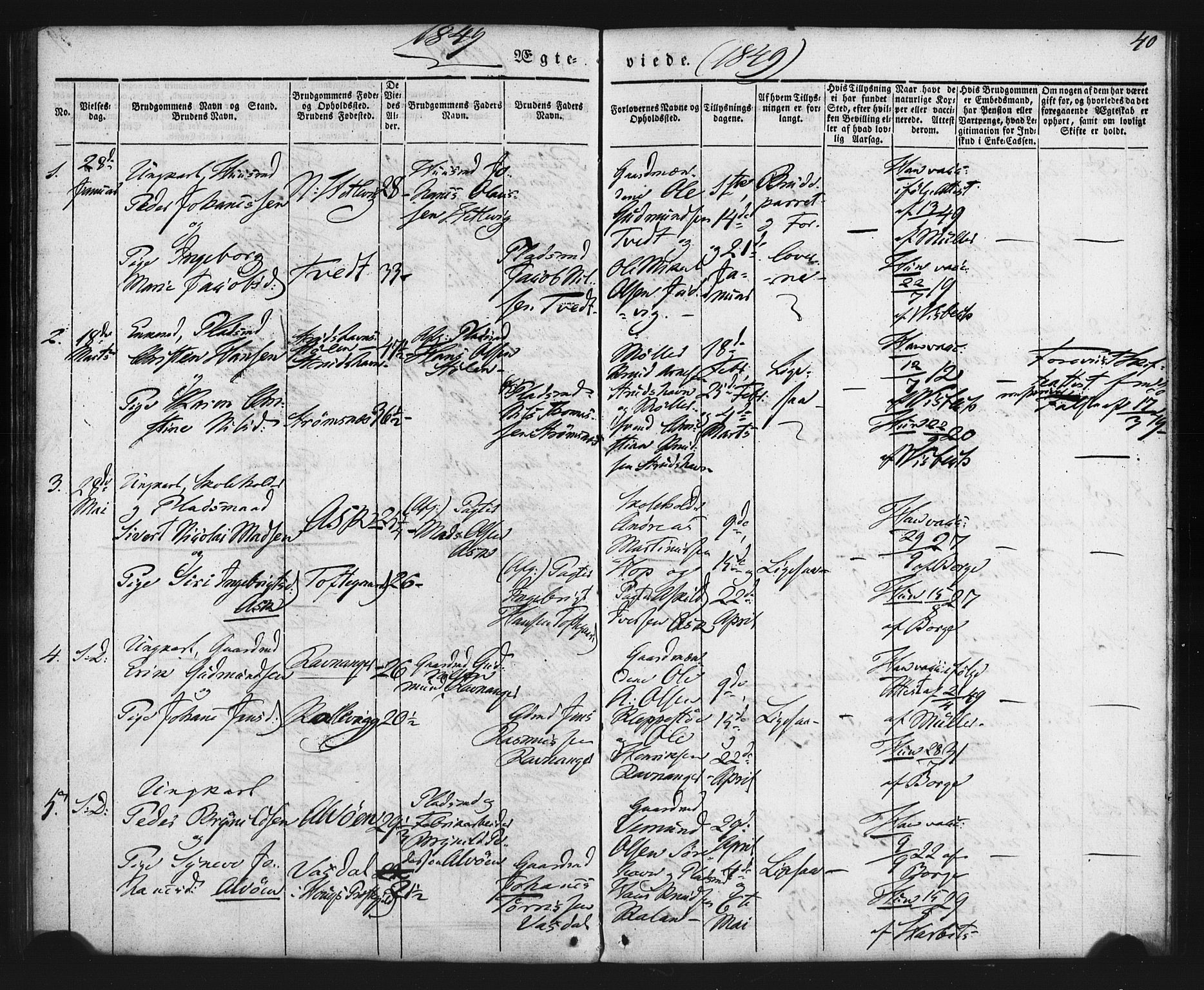 Askøy Sokneprestembete, SAB/A-74101/H/Ha/Haa/Haaa/L0006: Parish register (official) no. A 6, 1840-1852, p. 40