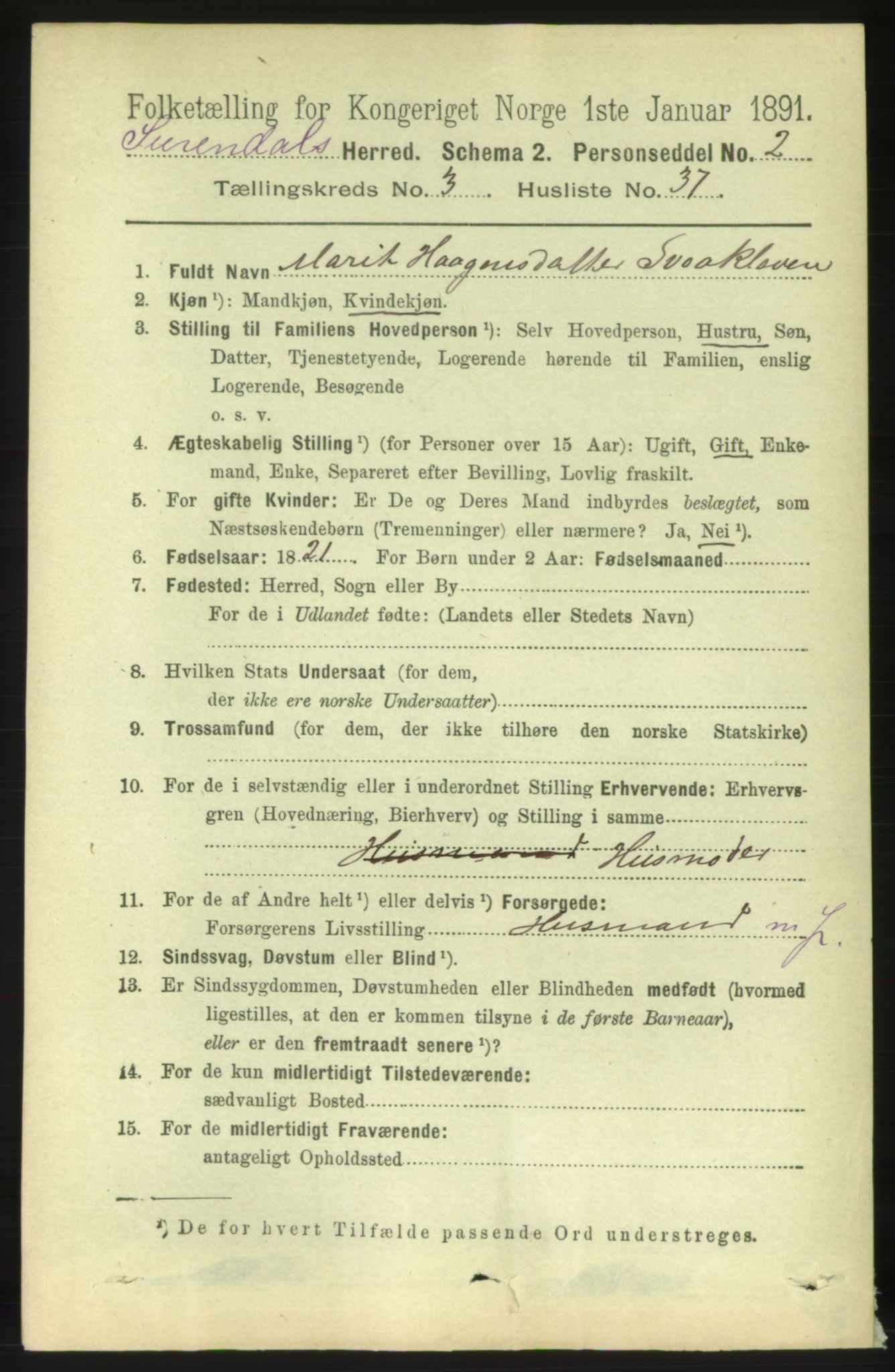 RA, 1891 census for 1566 Surnadal, 1891, p. 1020