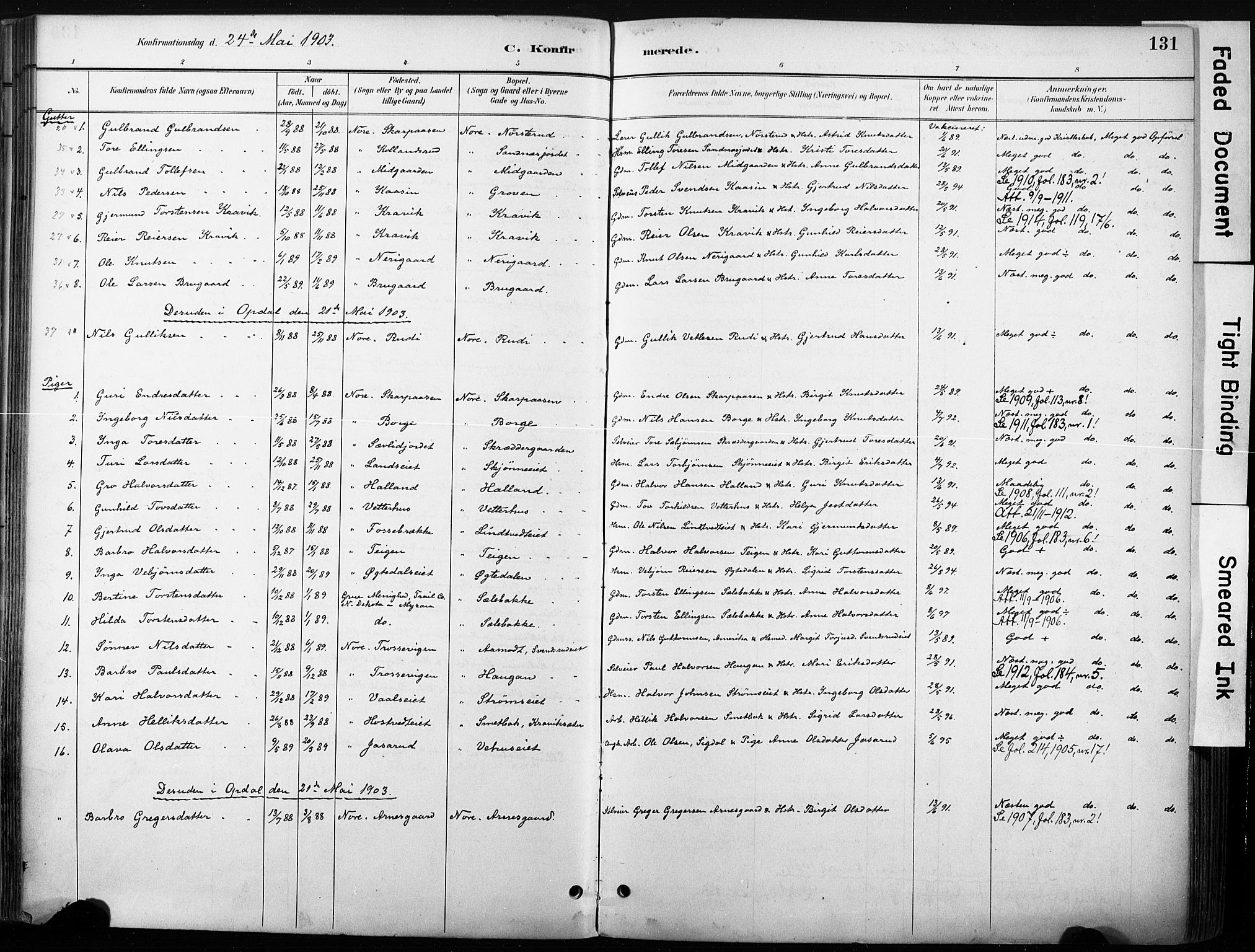 Nore kirkebøker, AV/SAKO-A-238/F/Fb/L0002: Parish register (official) no. II 2, 1886-1906, p. 131