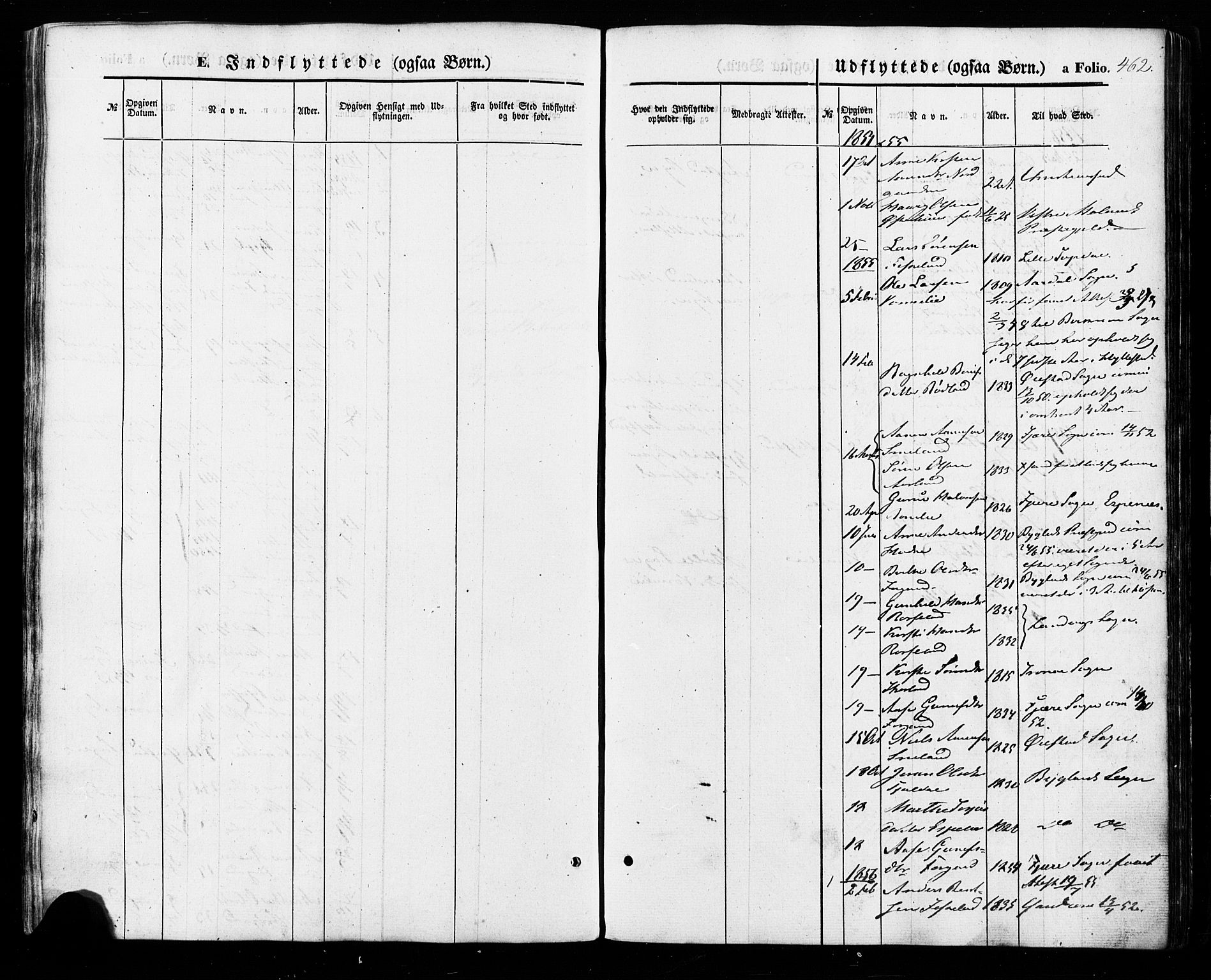 Åseral sokneprestkontor, SAK/1111-0051/F/Fa/L0002: Parish register (official) no. A 2, 1854-1884, p. 462