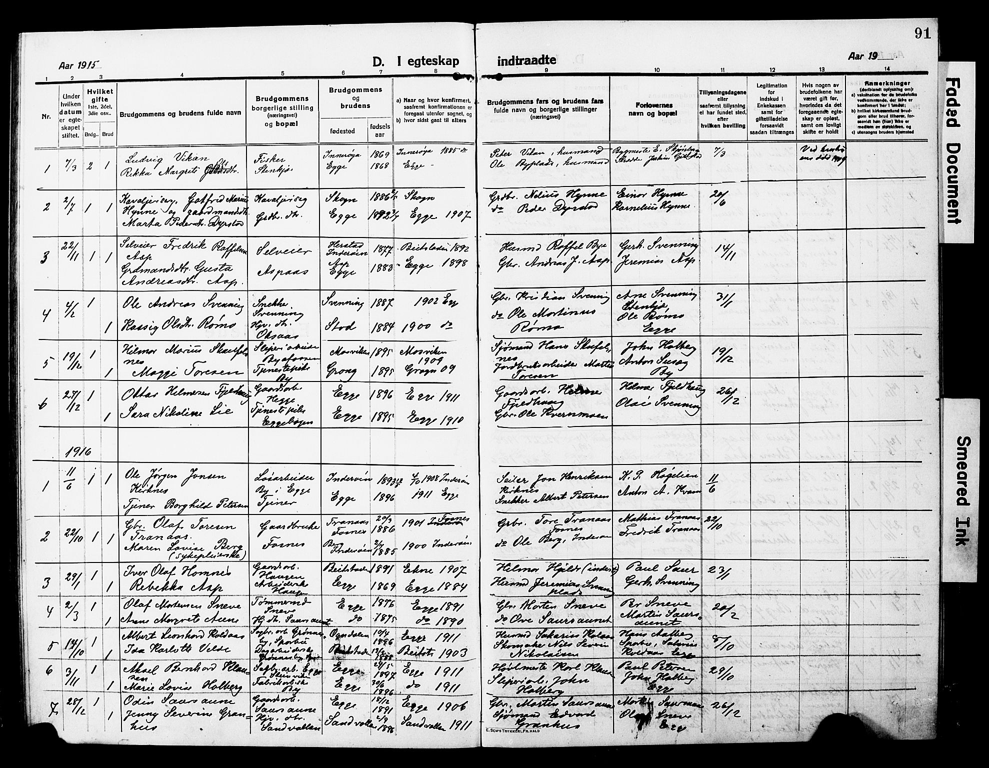 Ministerialprotokoller, klokkerbøker og fødselsregistre - Nord-Trøndelag, SAT/A-1458/740/L0382: Parish register (copy) no. 740C03, 1915-1927, p. 91