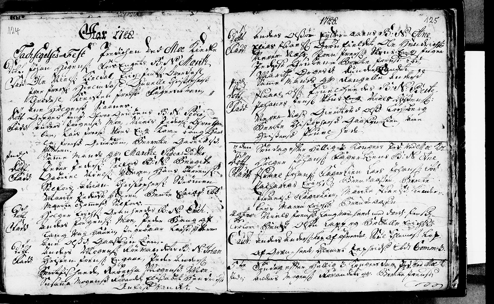 Ministerialprotokoller, klokkerbøker og fødselsregistre - Nordland, AV/SAT-A-1459/827/L0389: Parish register (official) no. 827A01, 1740-1751, p. 124-125