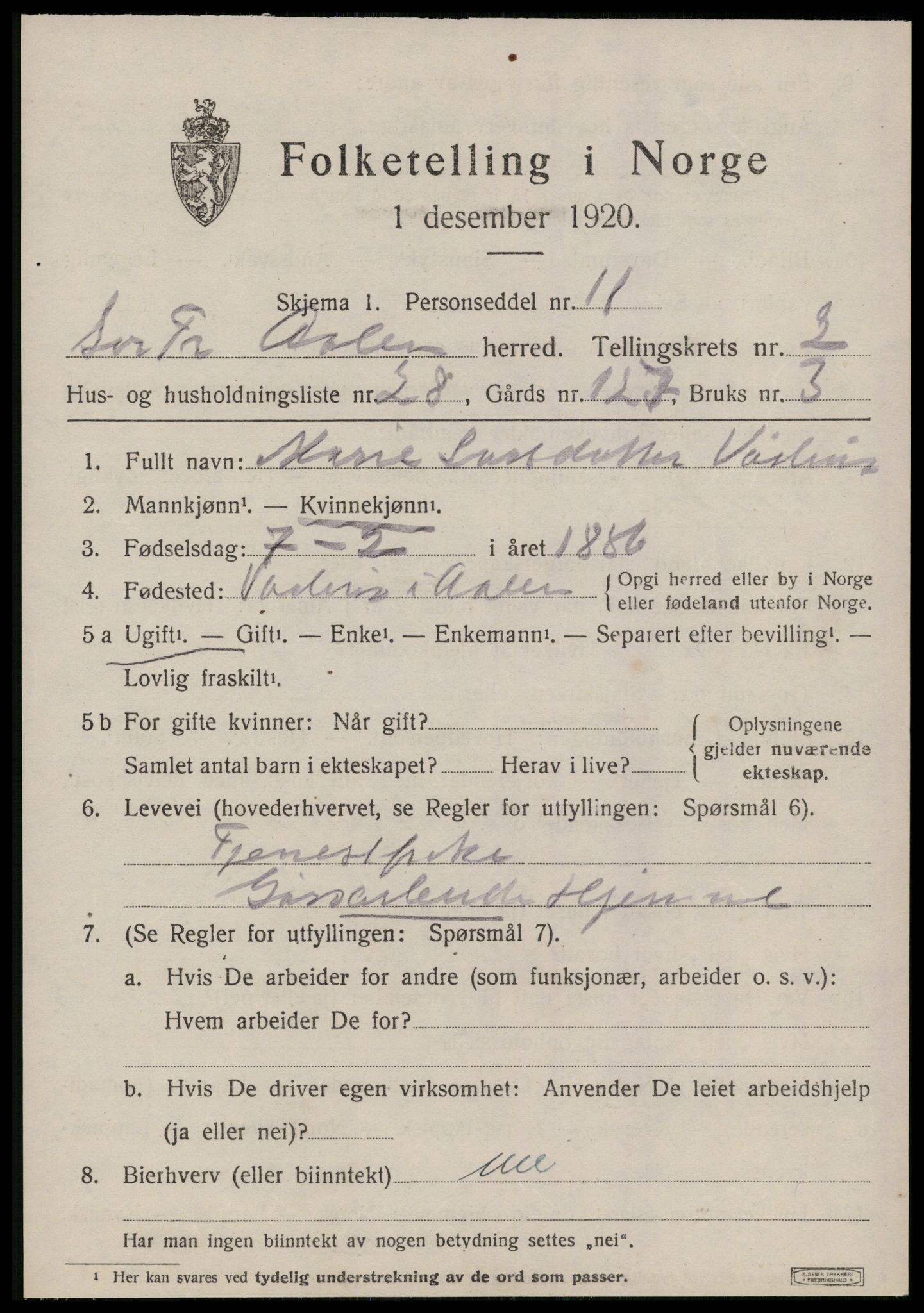 SAT, 1920 census for Ålen, 1920, p. 1520