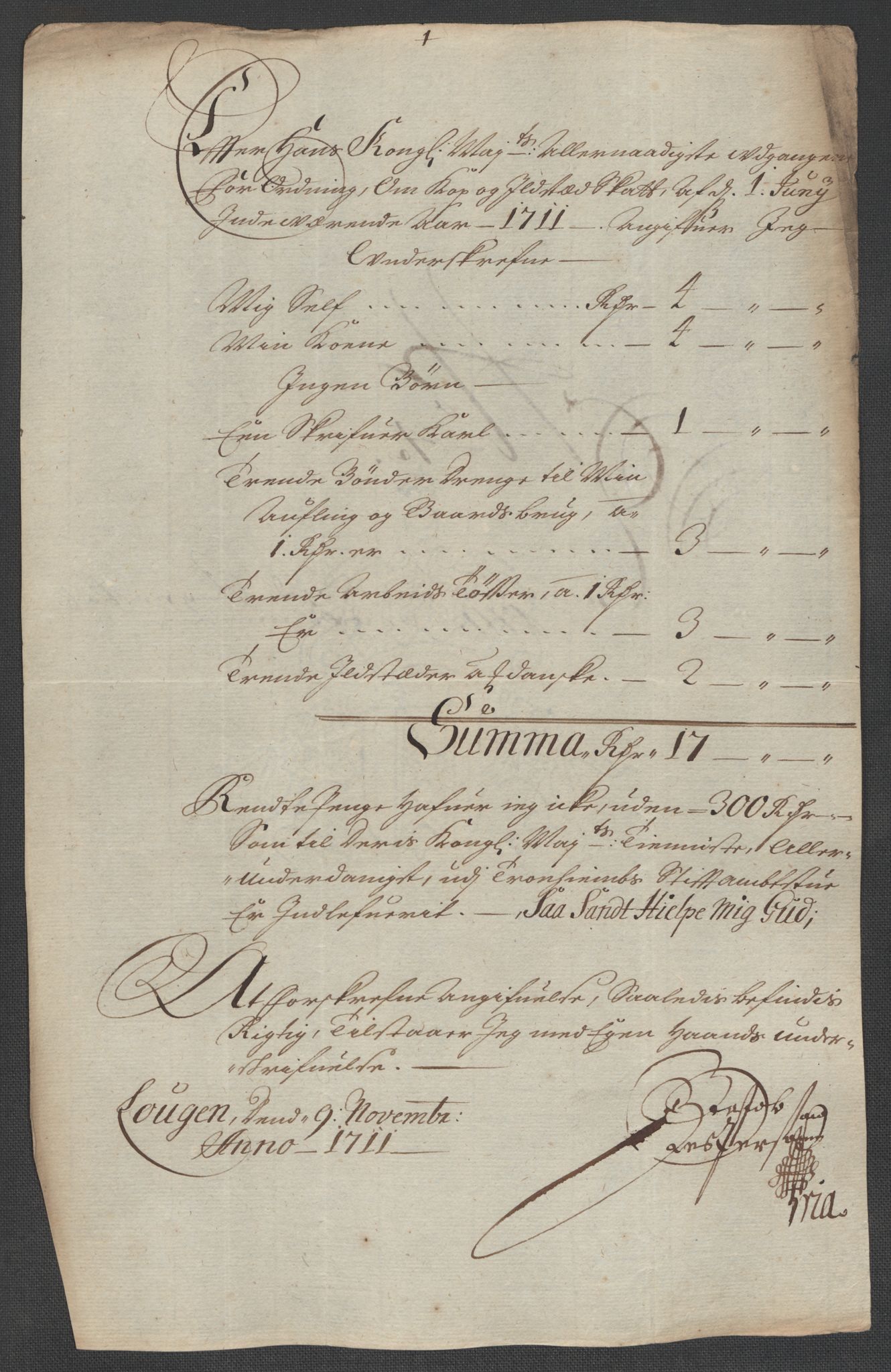 Rentekammeret inntil 1814, Reviderte regnskaper, Fogderegnskap, AV/RA-EA-4092/R64/L4432: Fogderegnskap Namdal, 1711, p. 154