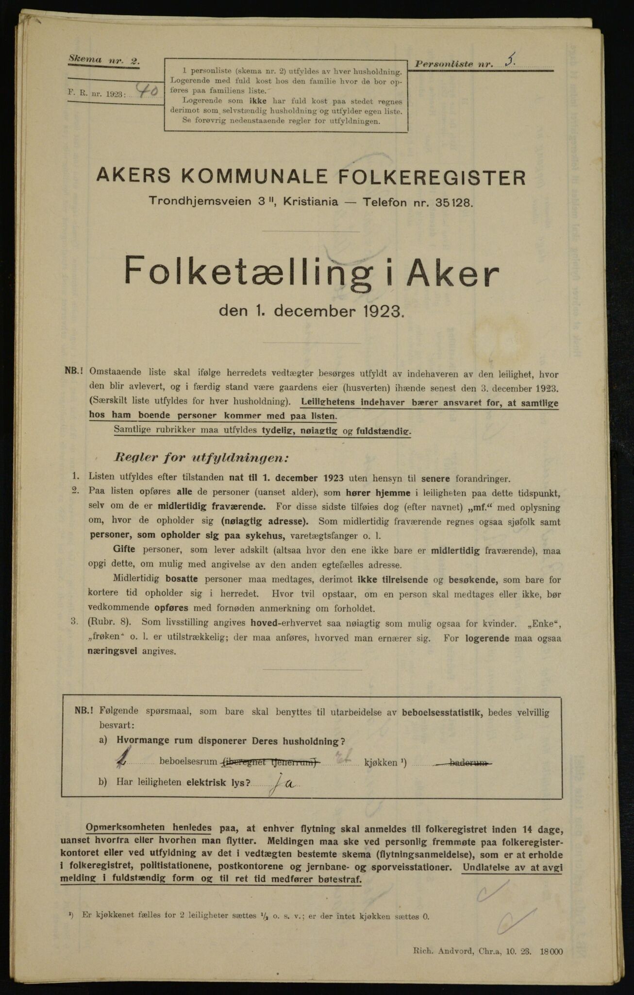 , Municipal Census 1923 for Aker, 1923, p. 36849