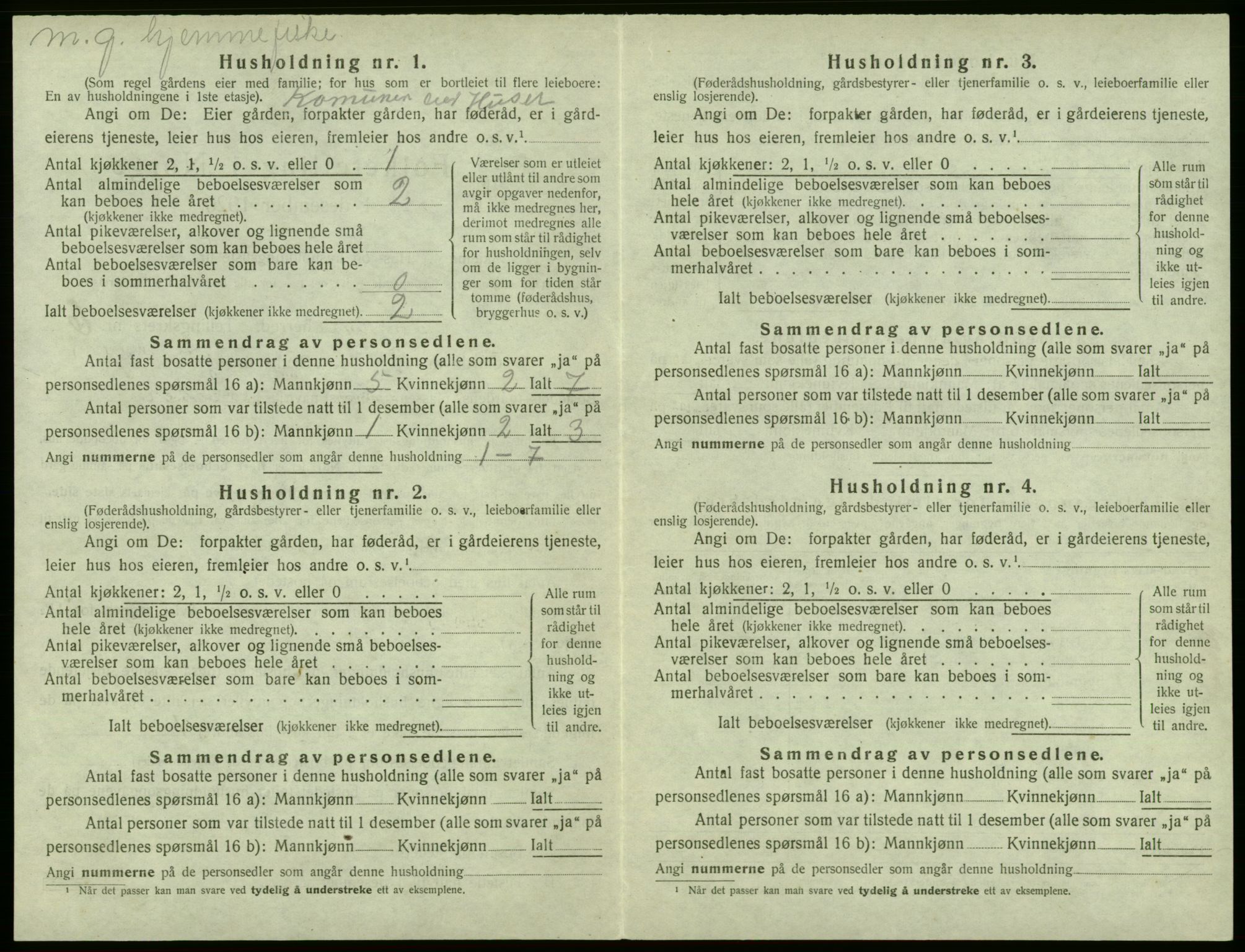 SAB, 1920 census for Sund, 1920, p. 584