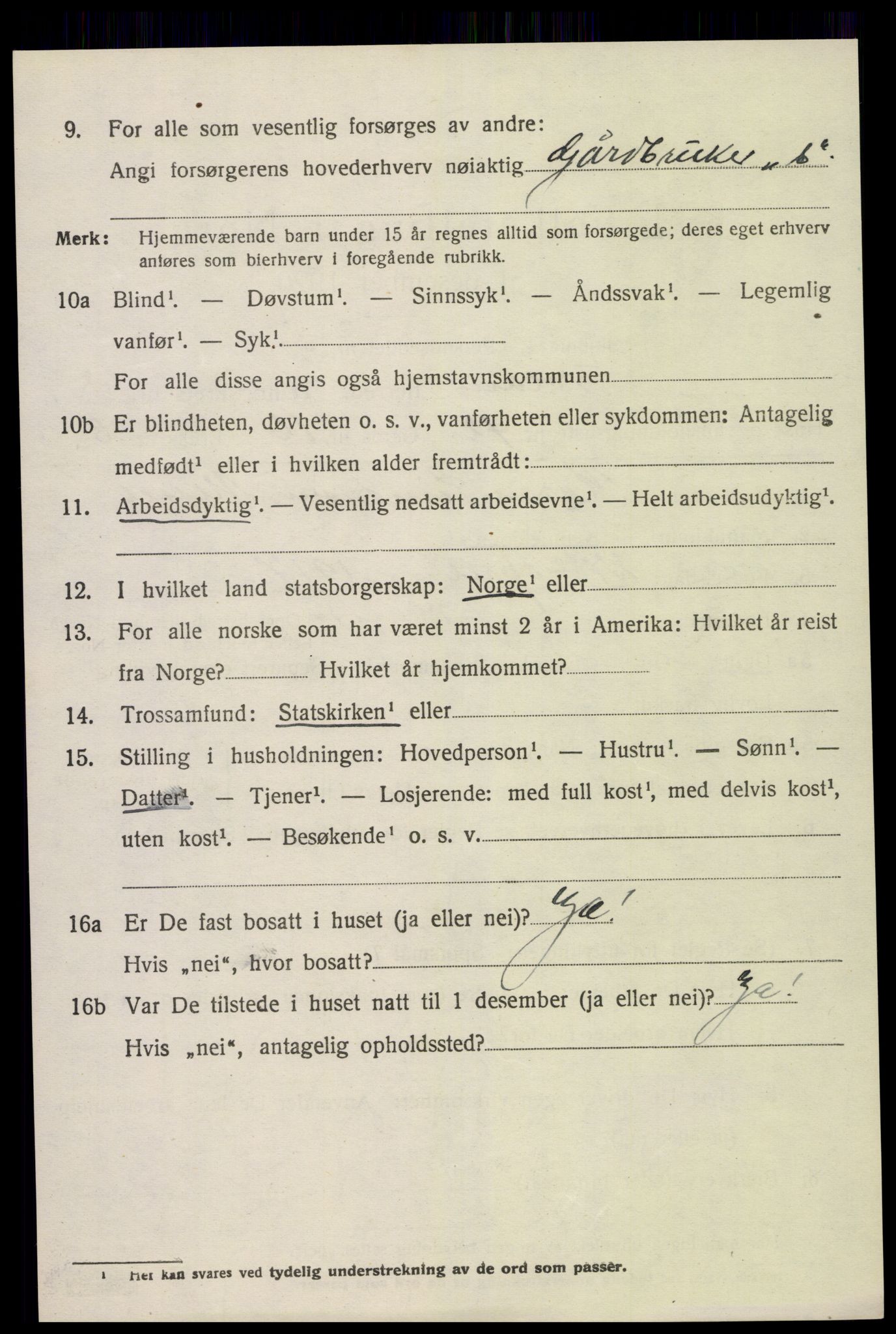 SAK, 1920 census for Froland, 1920, p. 3140