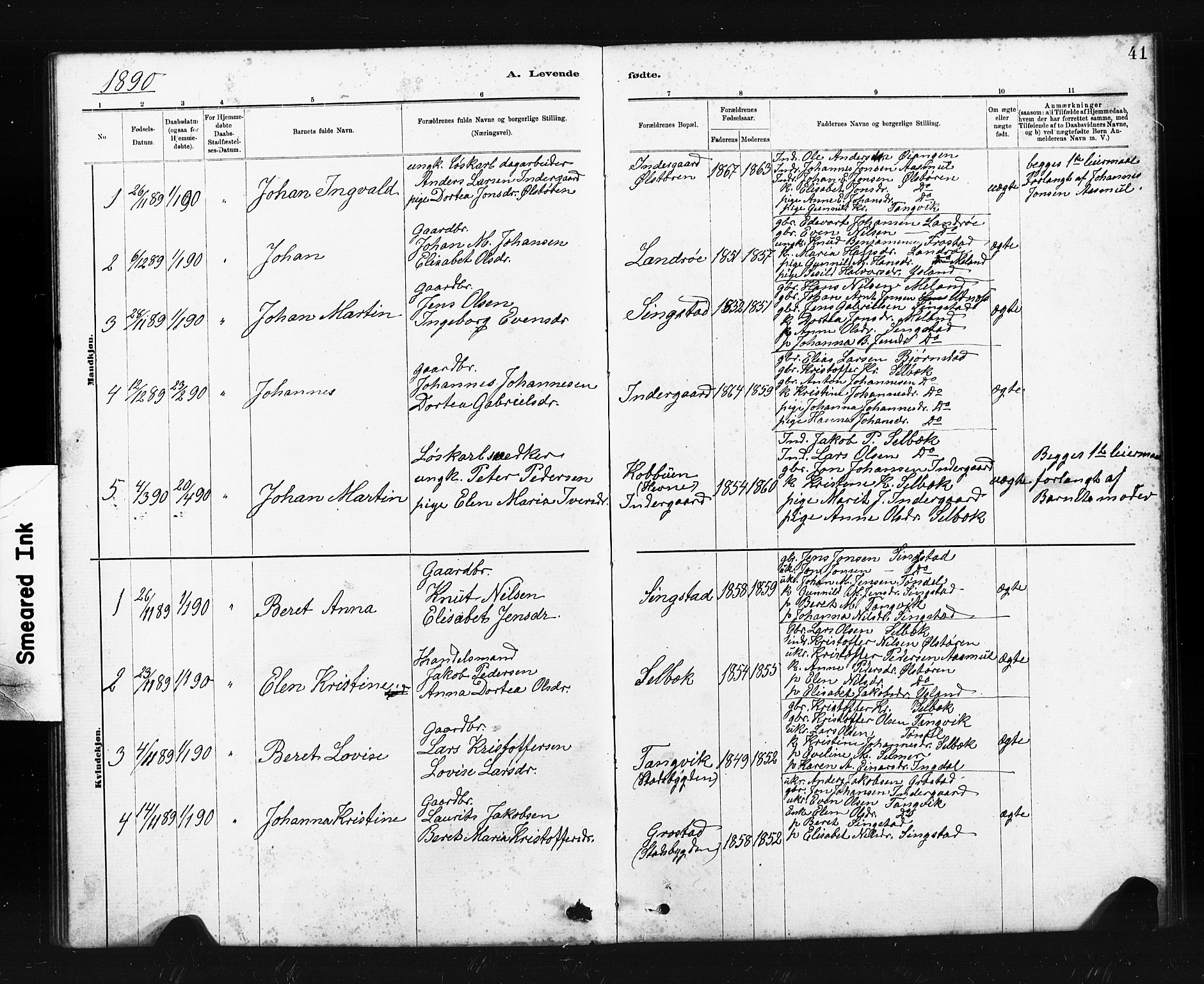 Ministerialprotokoller, klokkerbøker og fødselsregistre - Sør-Trøndelag, SAT/A-1456/663/L0761: Parish register (copy) no. 663C01, 1880-1893, p. 41
