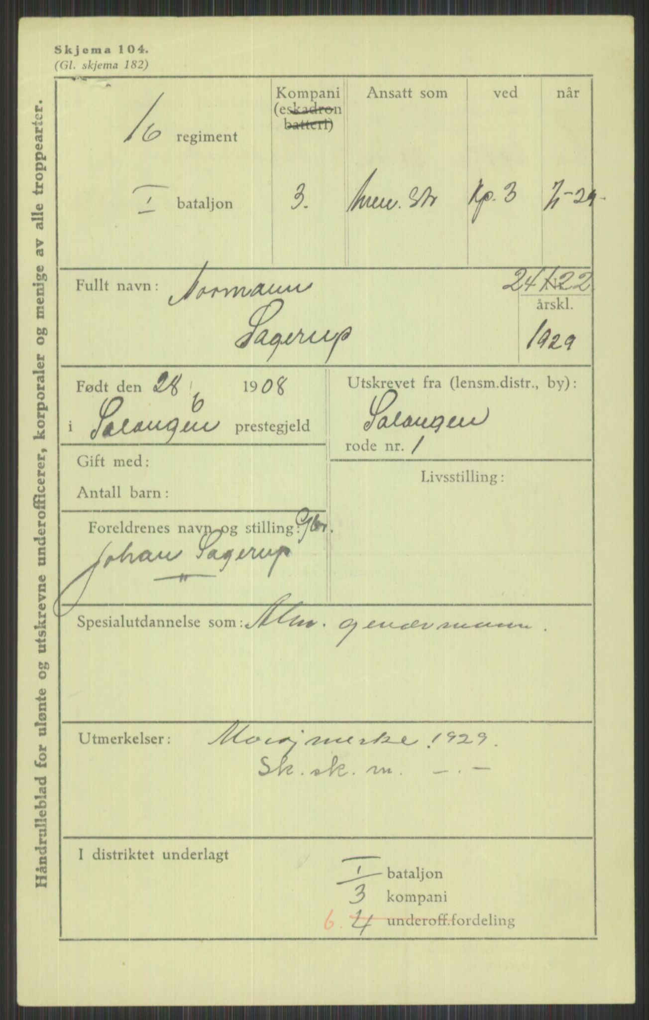 Forsvaret, Troms infanteriregiment nr. 16, AV/RA-RAFA-3146/P/Pa/L0013/0004: Rulleblad / Rulleblad for regimentets menige mannskaper, årsklasse 1929, 1929, p. 1145