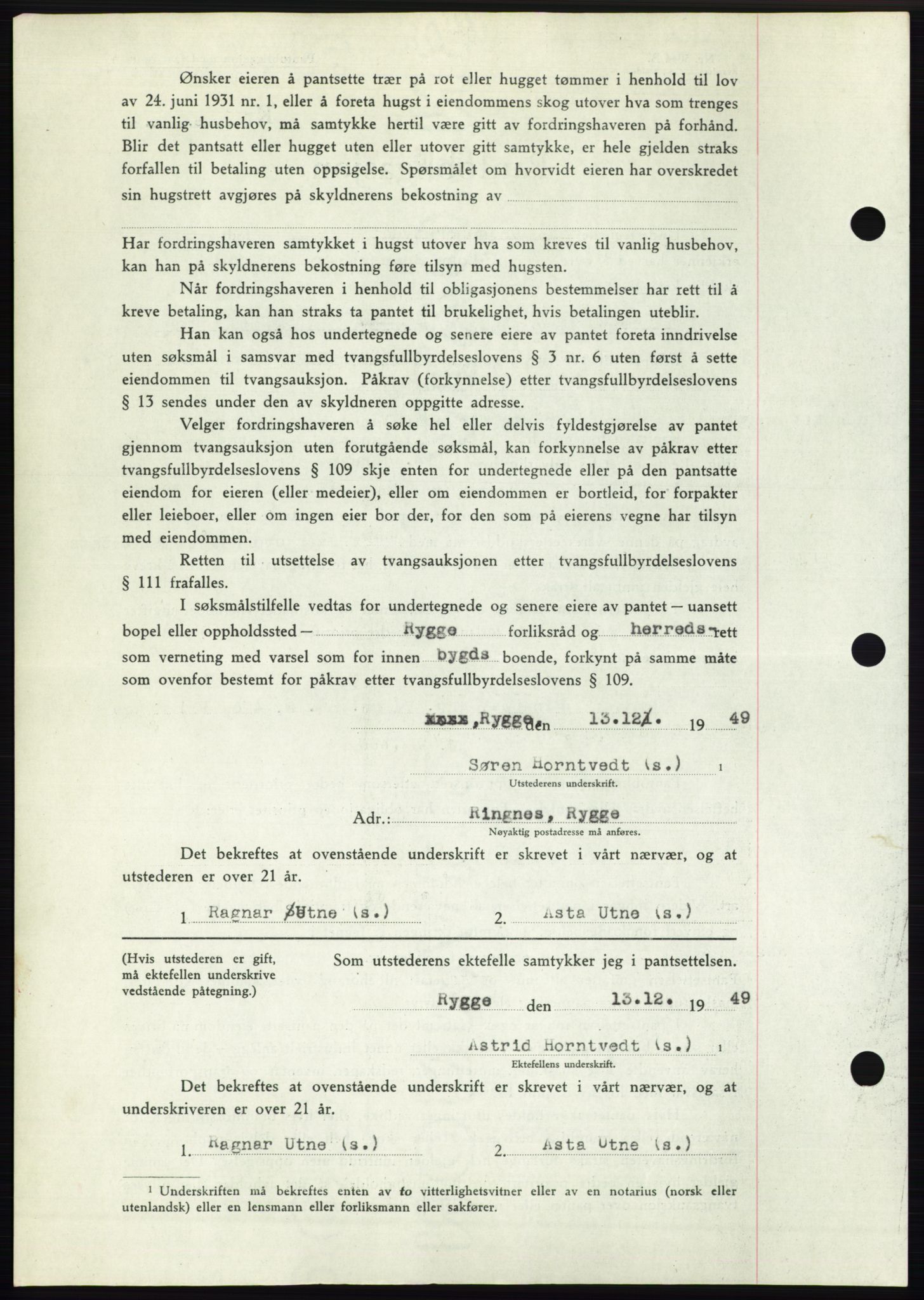Moss sorenskriveri, SAO/A-10168: Mortgage book no. B23, 1949-1950, Diary no: : 3959/1949