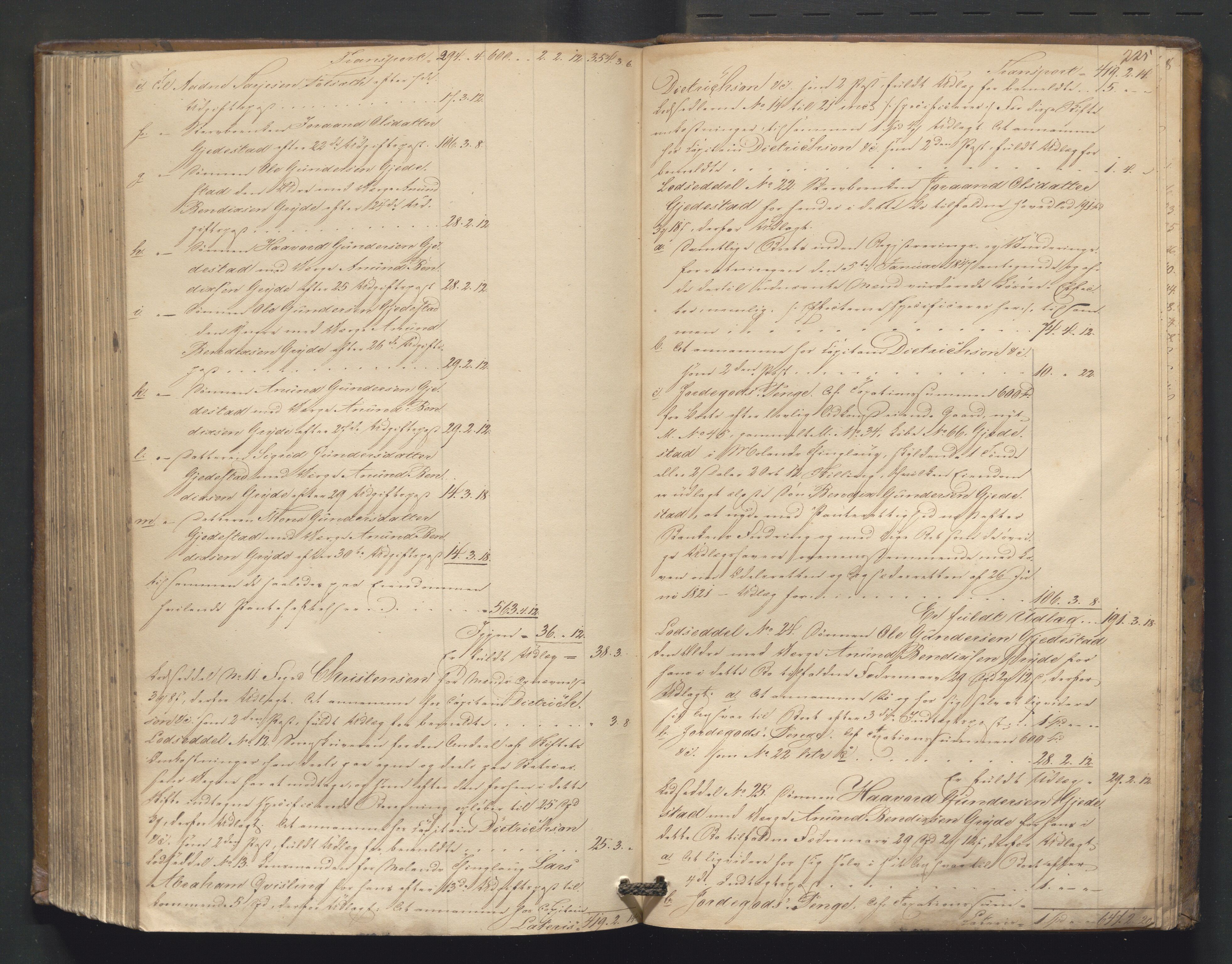 Vest-Telemark sorenskriveri, AV/SAKO-A-134/H/Ha/Hac/L0002: Skifteutlodningsprotokoll, 1844-1847, p. 224b-225a