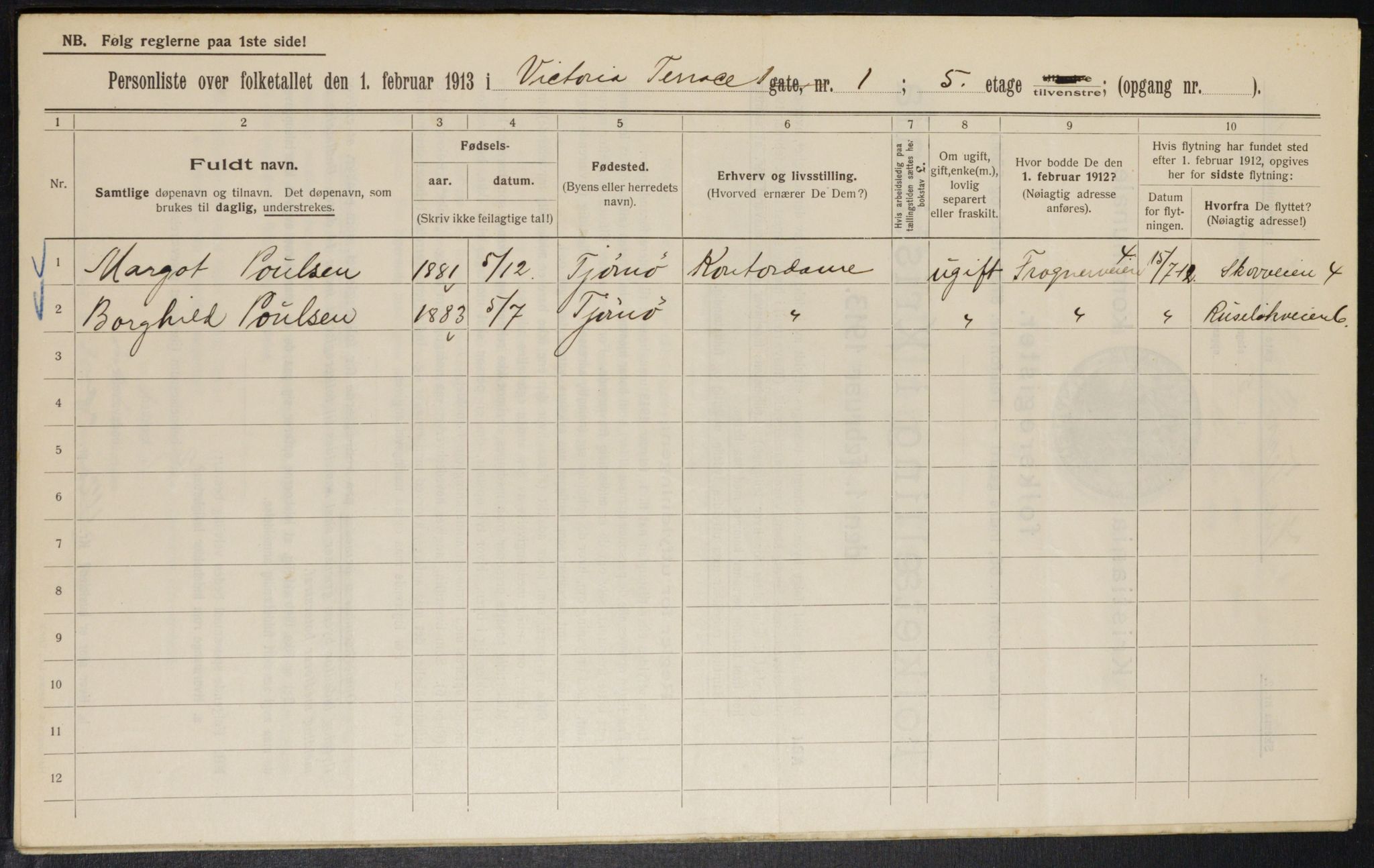 OBA, Municipal Census 1913 for Kristiania, 1913, p. 123338