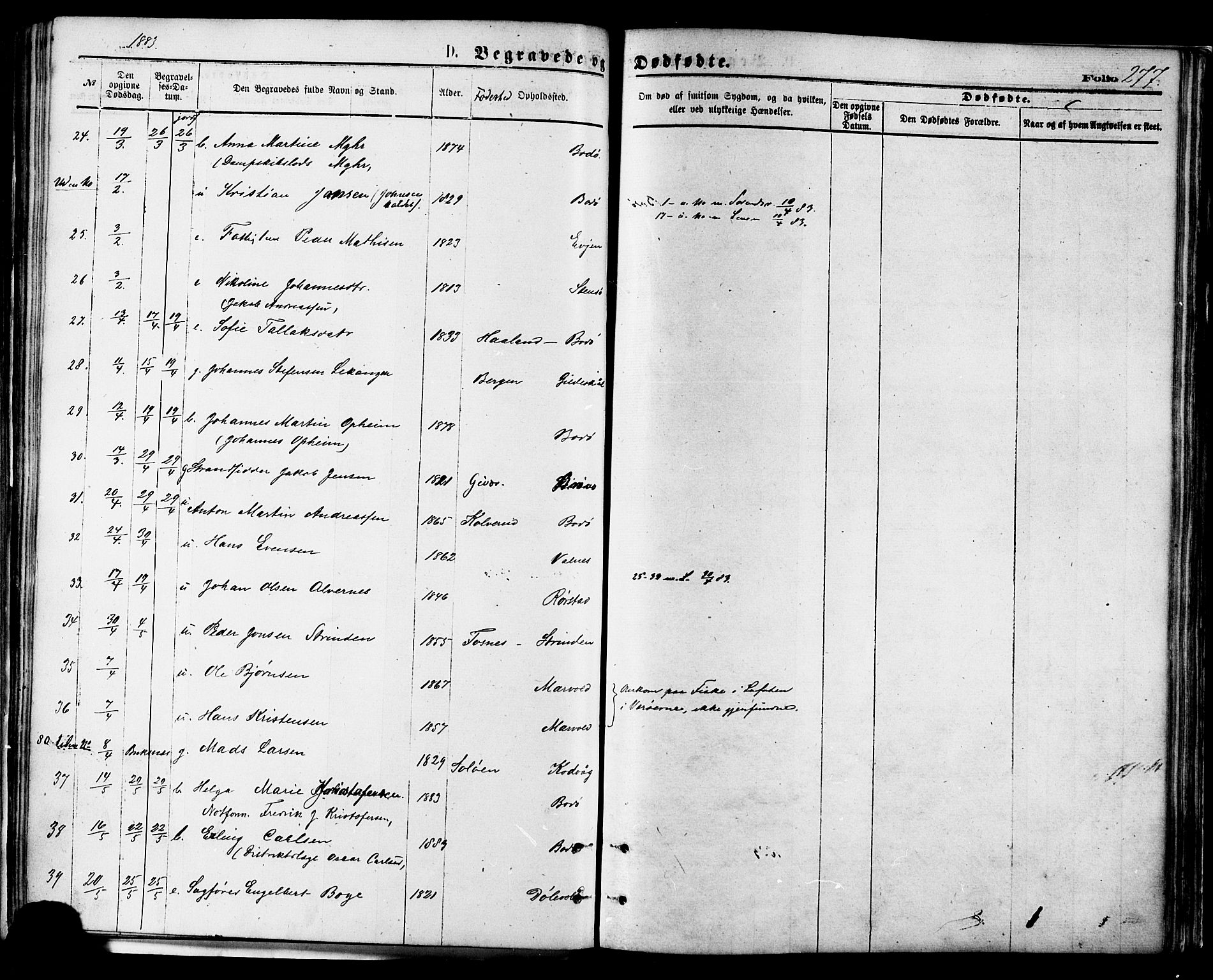 Ministerialprotokoller, klokkerbøker og fødselsregistre - Nordland, AV/SAT-A-1459/801/L0009: Parish register (official) no. 801A09, 1876-1883, p. 277