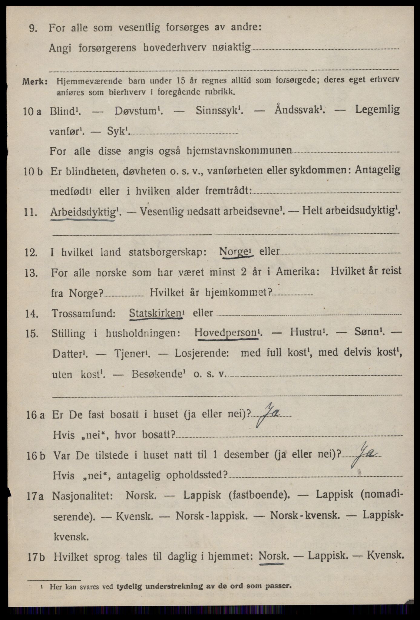 SAT, 1920 census for Orkland, 1920, p. 4031