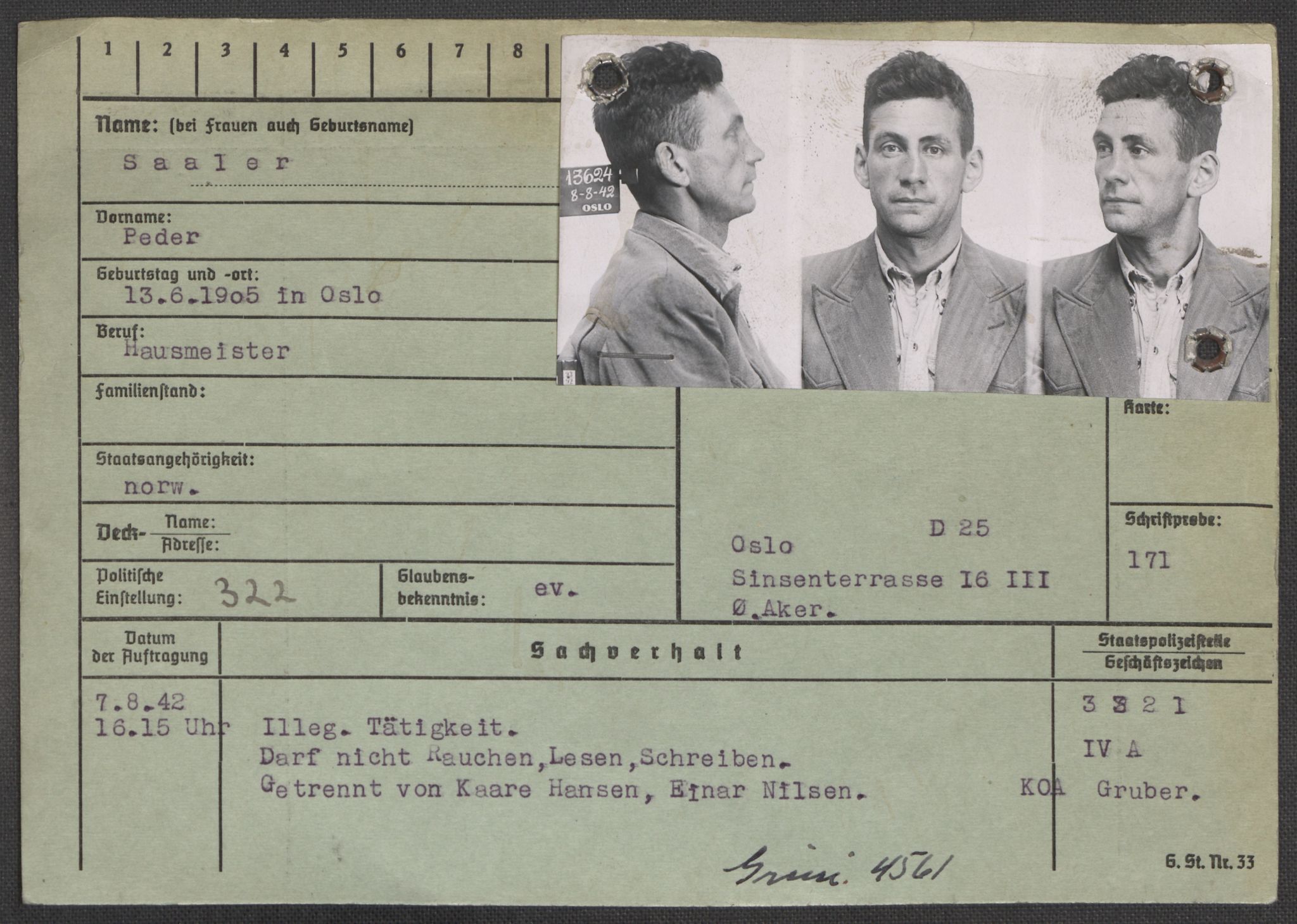 Befehlshaber der Sicherheitspolizei und des SD, RA/RAFA-5969/E/Ea/Eaa/L0010: Register over norske fanger i Møllergata 19: Sø-Å, 1940-1945, p. 112