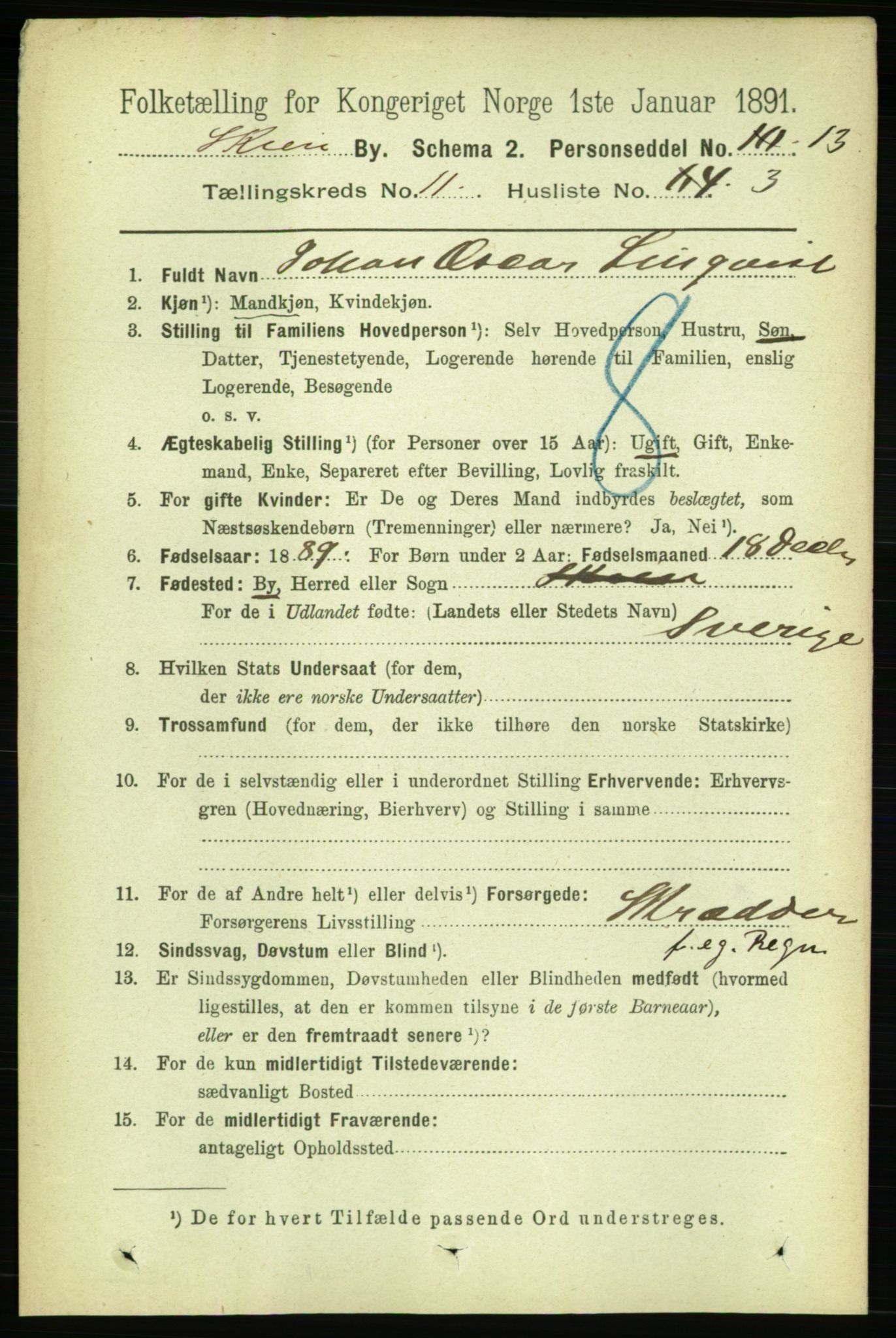 RA, 1891 census for 0806 Skien, 1891, p. 3902