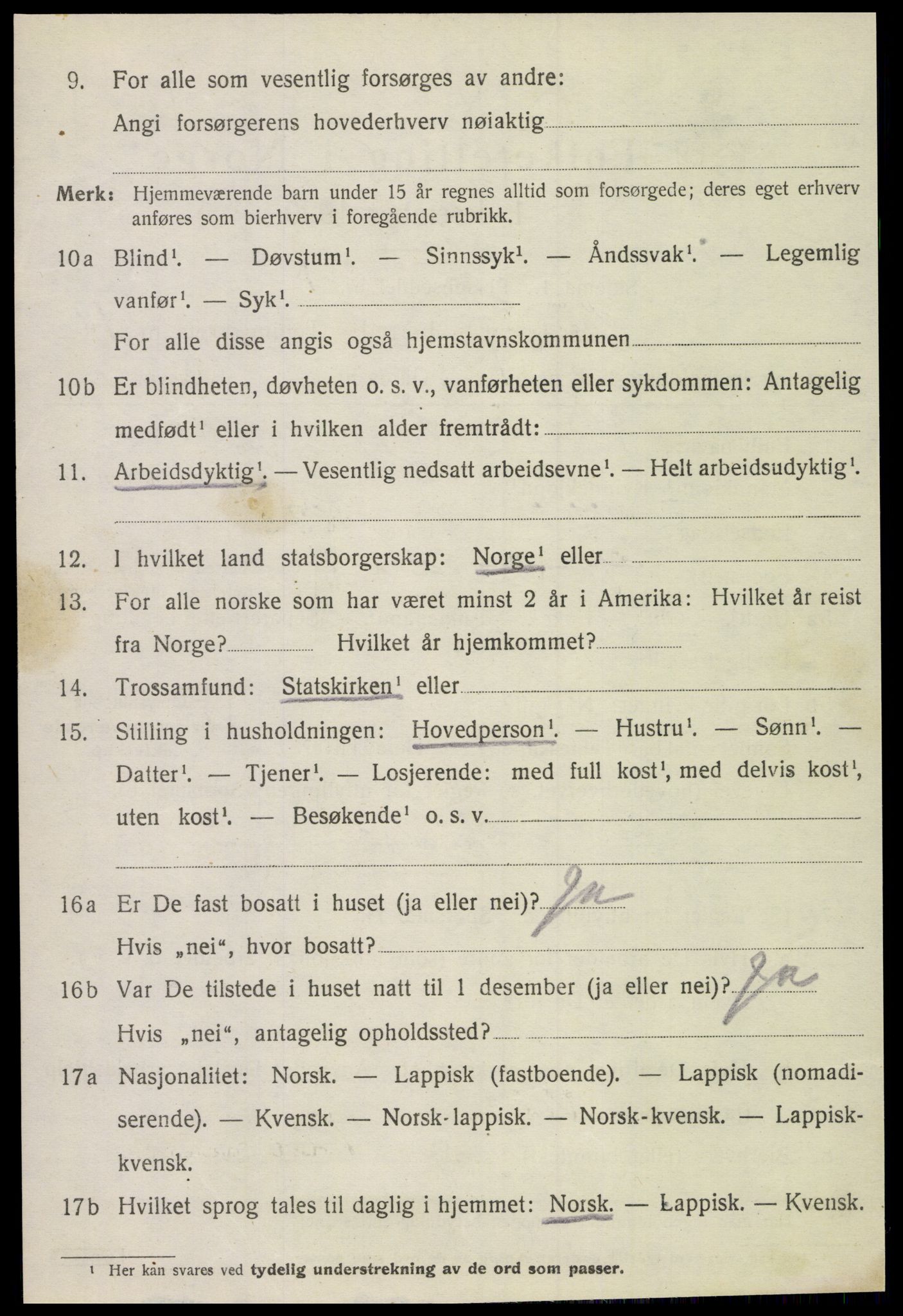 SAT, 1920 census for Lurøy, 1920, p. 4952