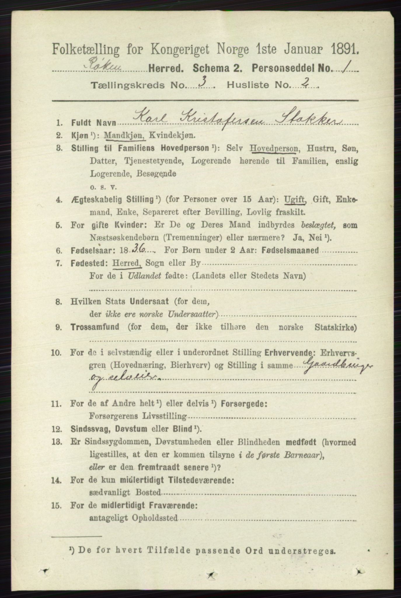 RA, 1891 census for 0627 Røyken, 1891, p. 1205