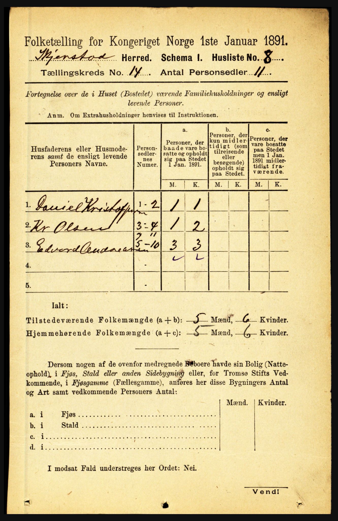 RA, 1891 census for 1842 Skjerstad, 1891, p. 4967