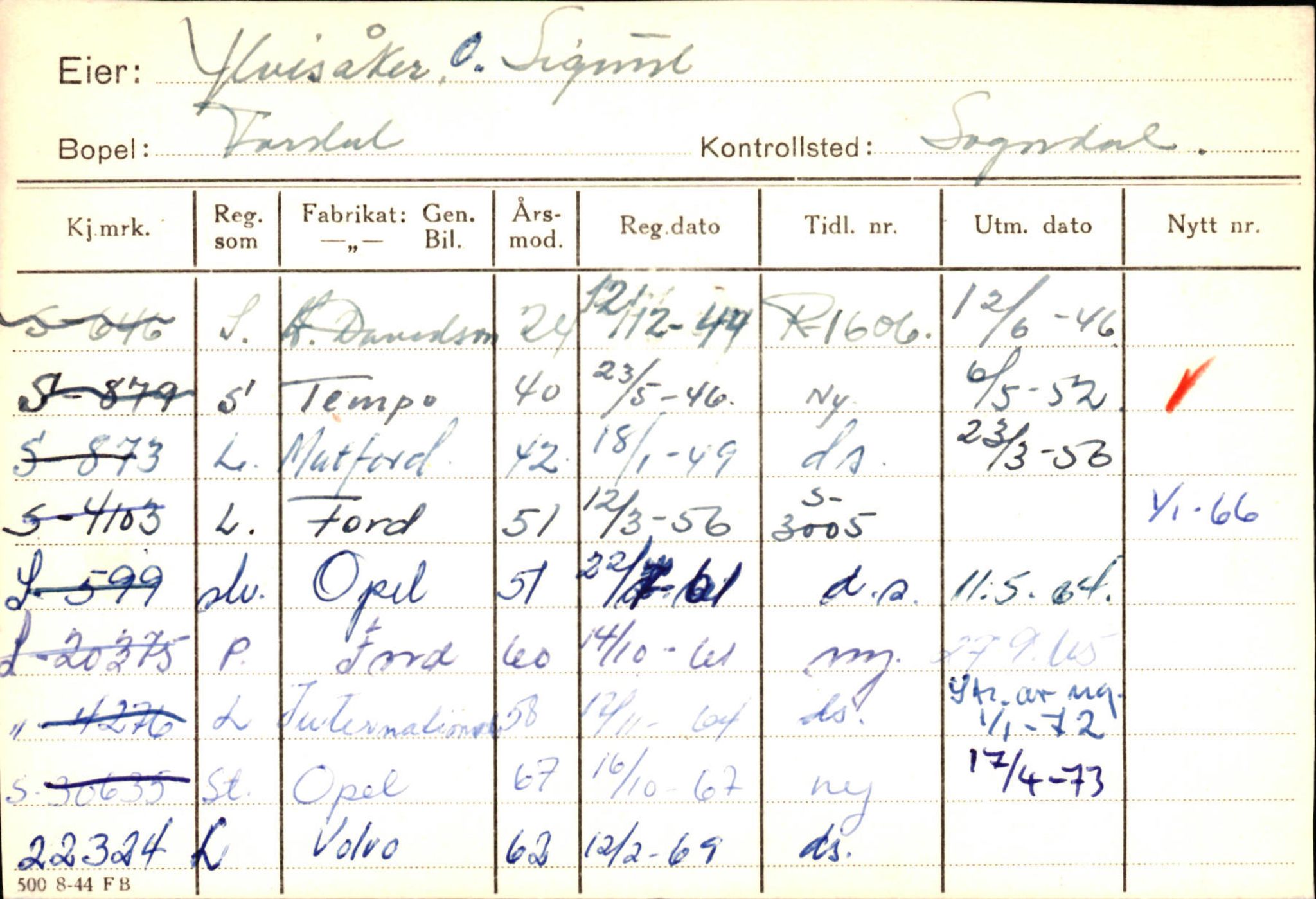 Statens vegvesen, Sogn og Fjordane vegkontor, AV/SAB-A-5301/4/F/L0125: Eigarregister Sogndal V-Å. Aurland A-Å. Fjaler A-N, 1945-1975, p. 178