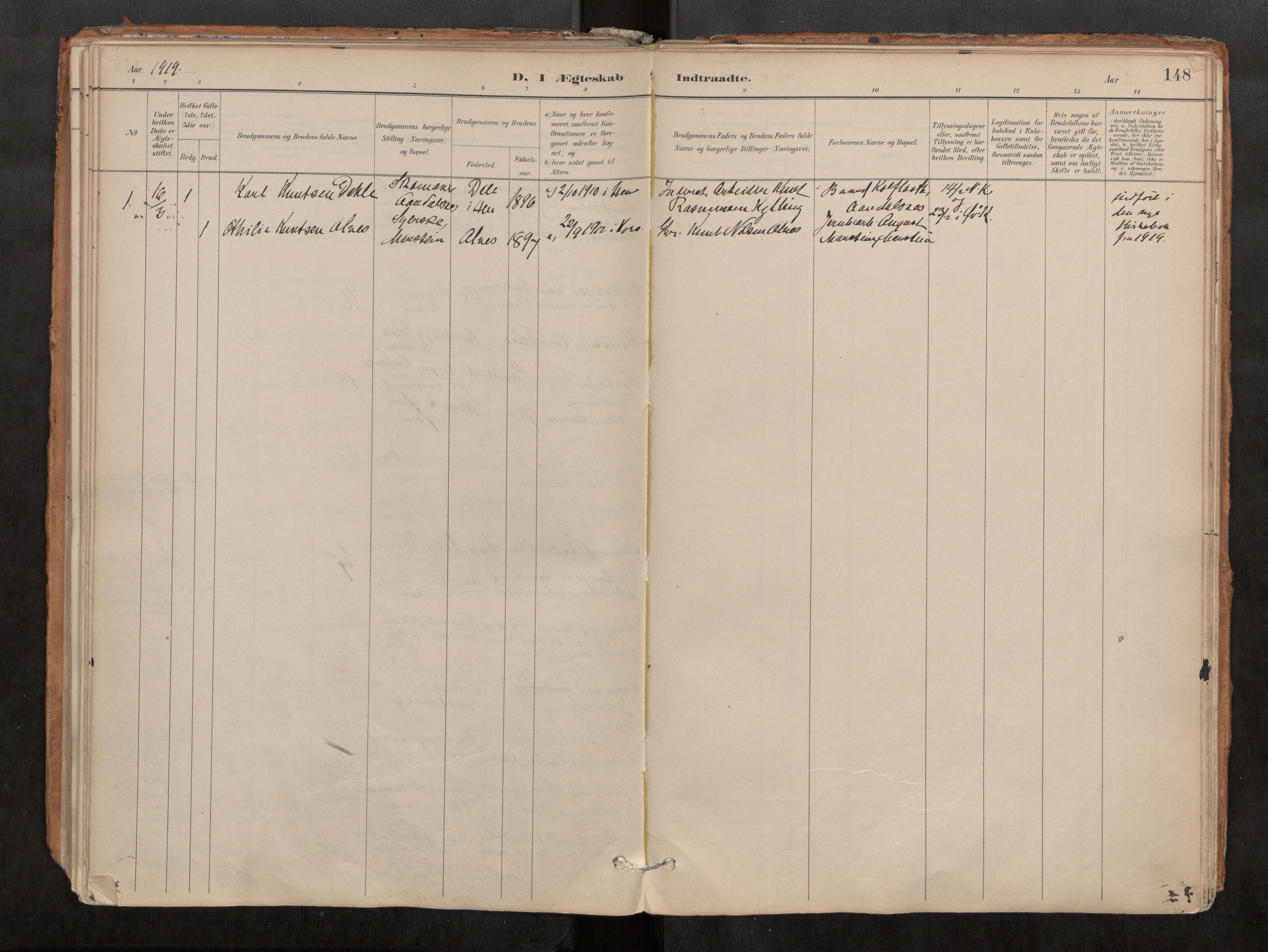 Ministerialprotokoller, klokkerbøker og fødselsregistre - Møre og Romsdal, SAT/A-1454/546/L0599: Parish register (official) no. 546A03, 1882-1920, p. 148