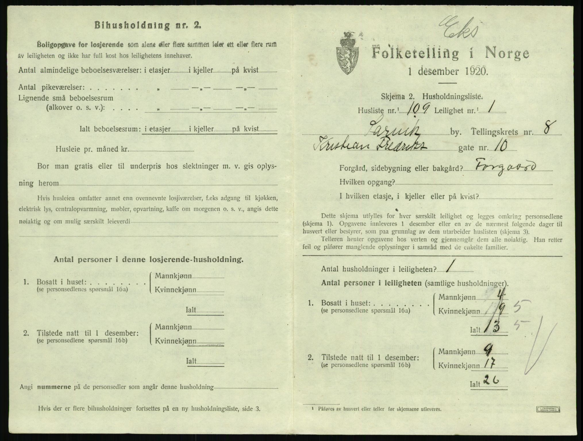 SAKO, 1920 census for Larvik, 1920, p. 6964