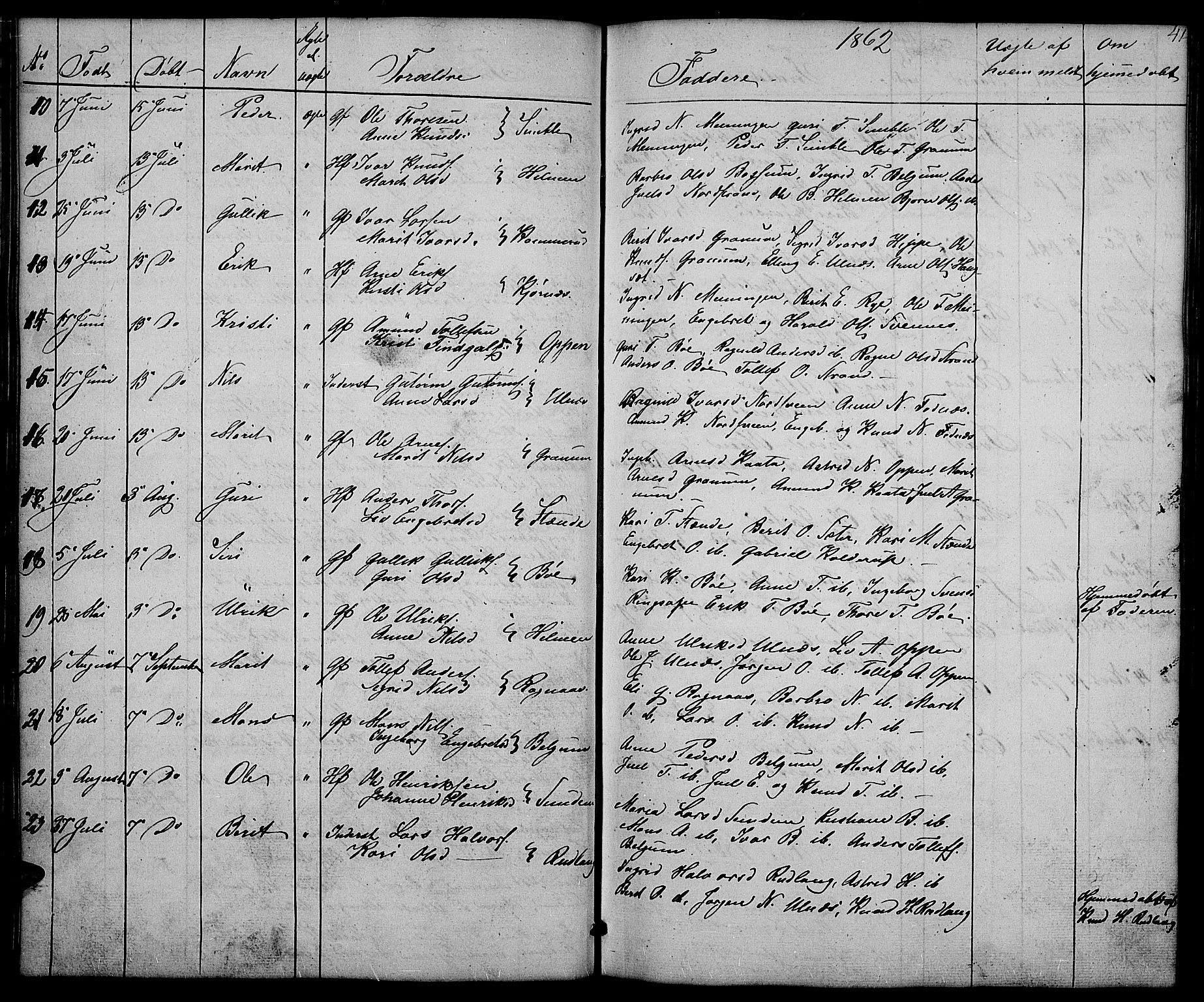 Nord-Aurdal prestekontor, SAH/PREST-132/H/Ha/Hab/L0004: Parish register (copy) no. 4, 1842-1882, p. 41