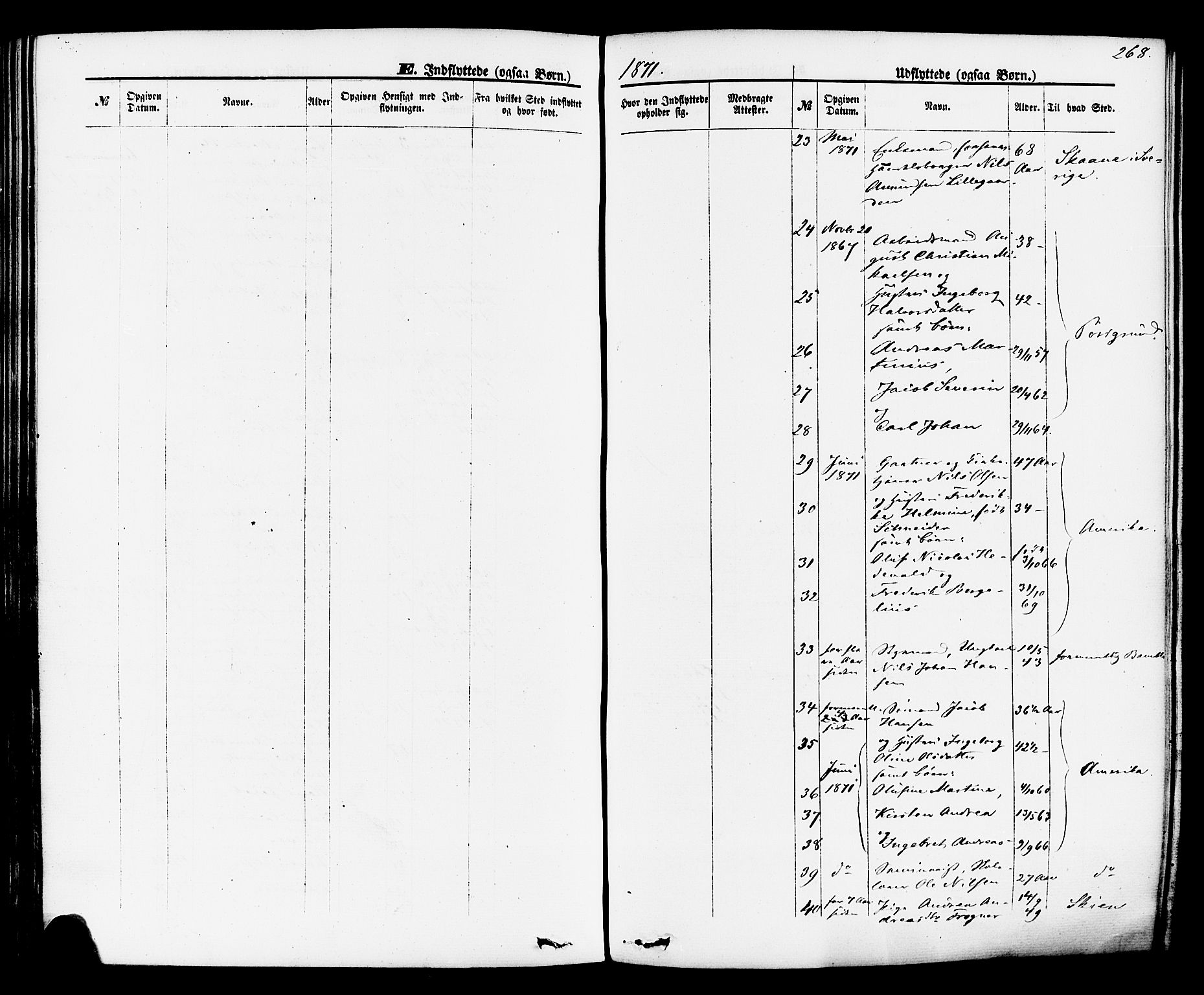 Brevik kirkebøker, AV/SAKO-A-255/F/Fa/L0006: Parish register (official) no. 6, 1866-1881, p. 268