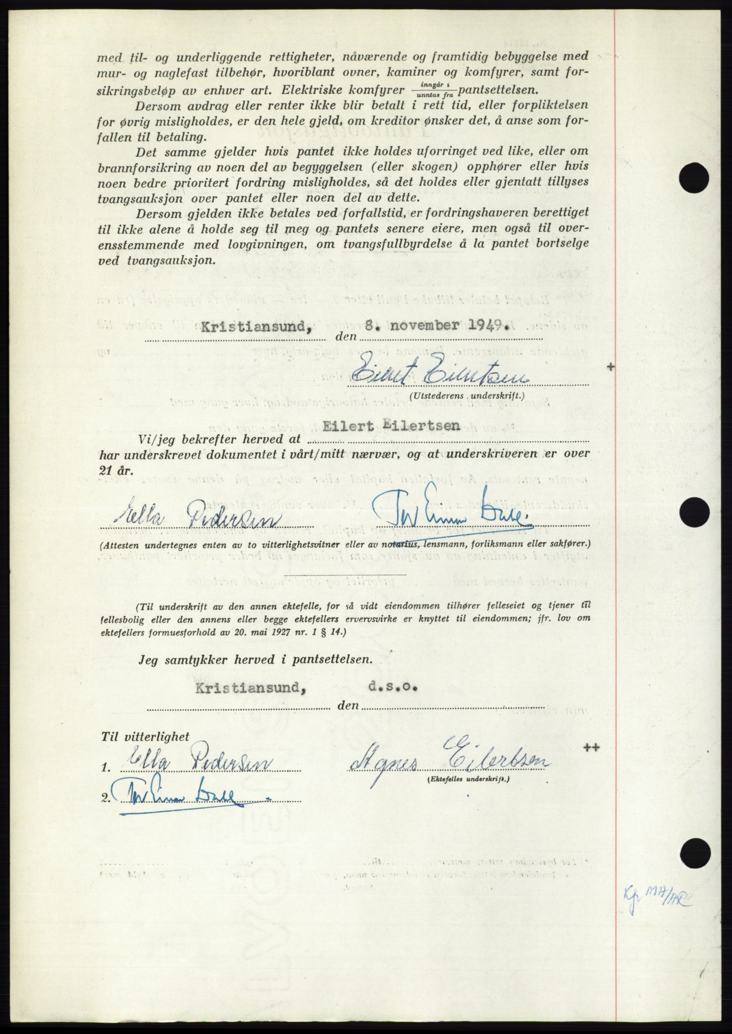 Nordmøre sorenskriveri, AV/SAT-A-4132/1/2/2Ca: Mortgage book no. B103, 1949-1950, Diary no: : 3142/1949