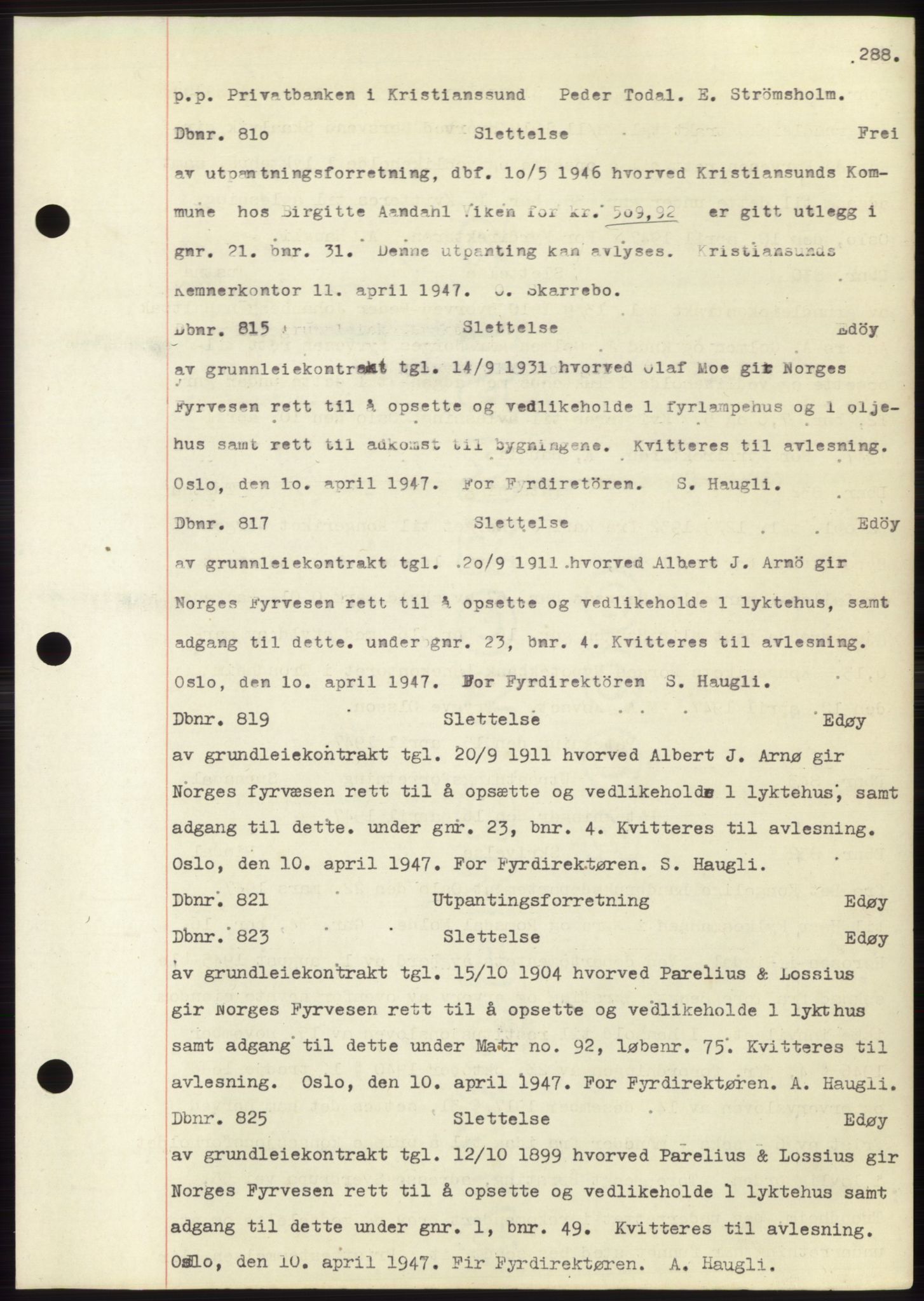 Nordmøre sorenskriveri, SAT/A-4132/1/2/2Ca: Mortgage book no. C82b, 1946-1951, Diary no: : 810/1947