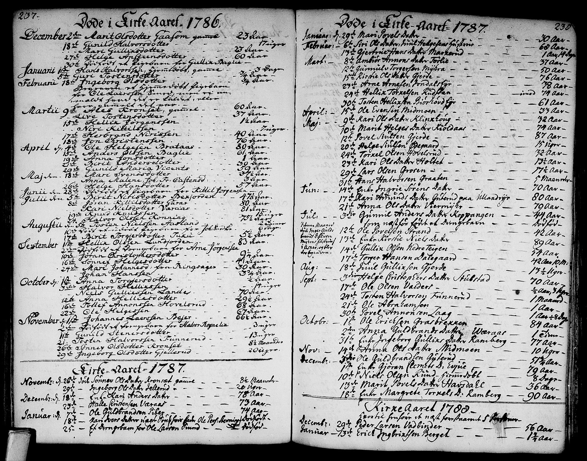 Flesberg kirkebøker, SAKO/A-18/F/Fa/L0003: Parish register (official) no. I 3, 1748-1790, p. 237-238
