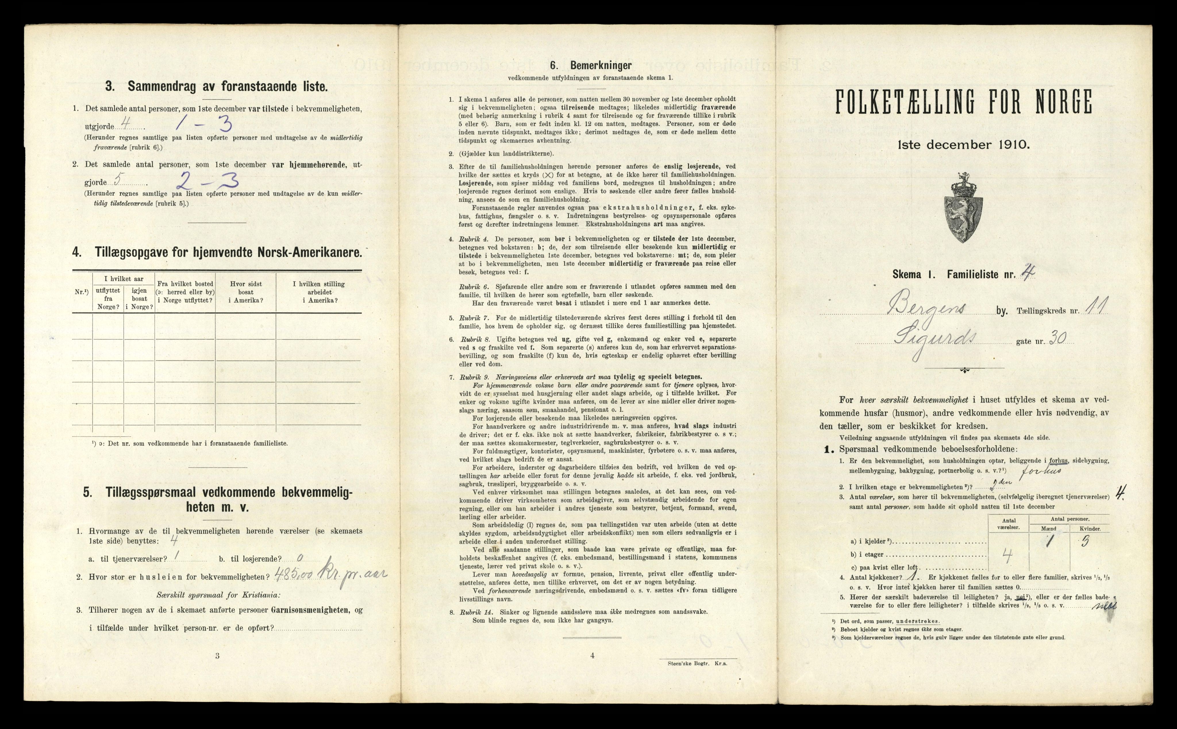 RA, 1910 census for Bergen, 1910, p. 3601