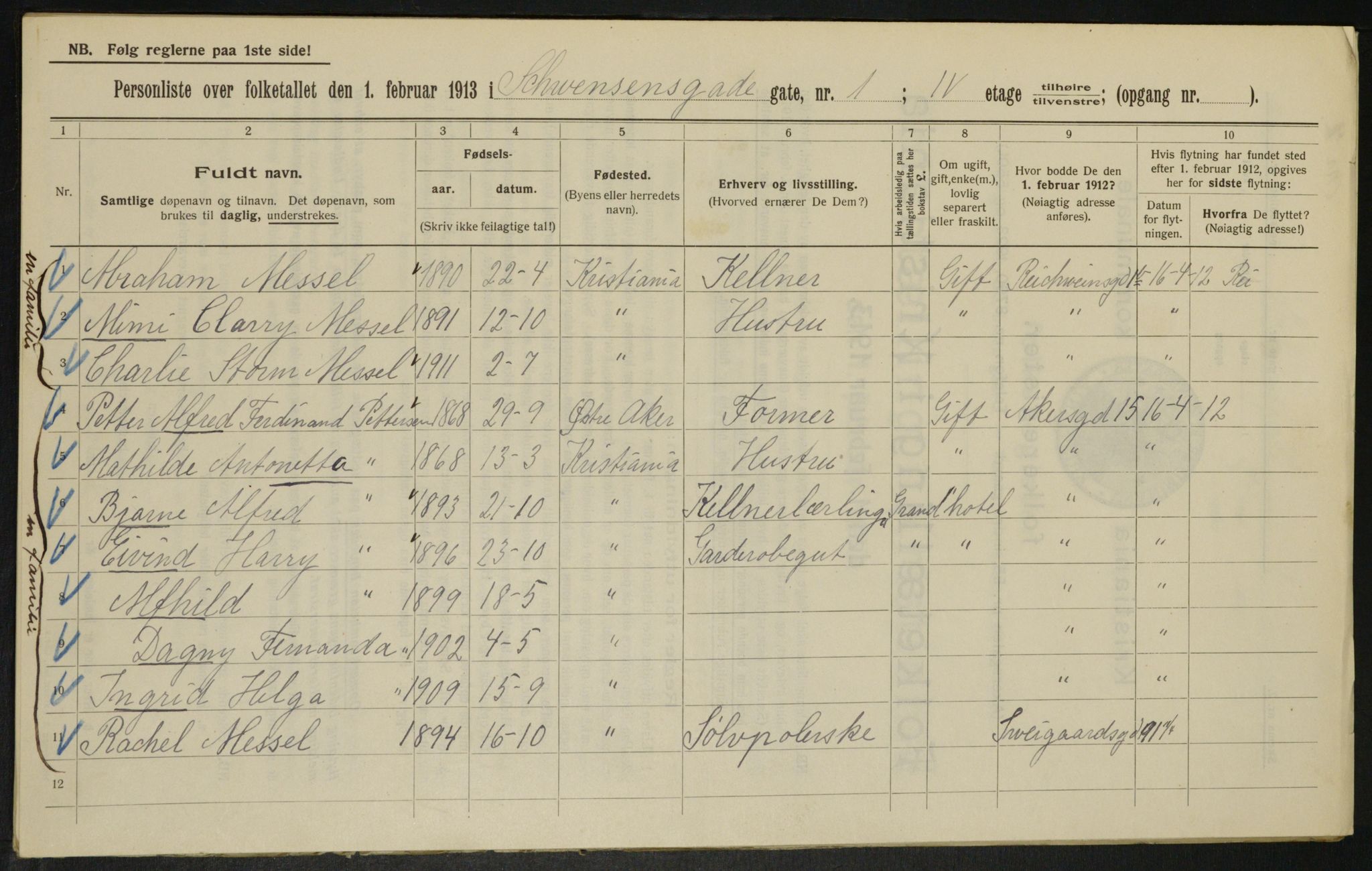 OBA, Municipal Census 1913 for Kristiania, 1913, p. 92650