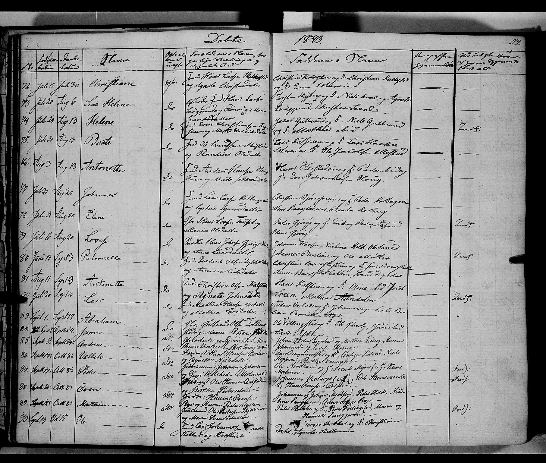 Vardal prestekontor, SAH/PREST-100/H/Ha/Haa/L0005: Parish register (official) no. 5, 1831-1853, p. 52