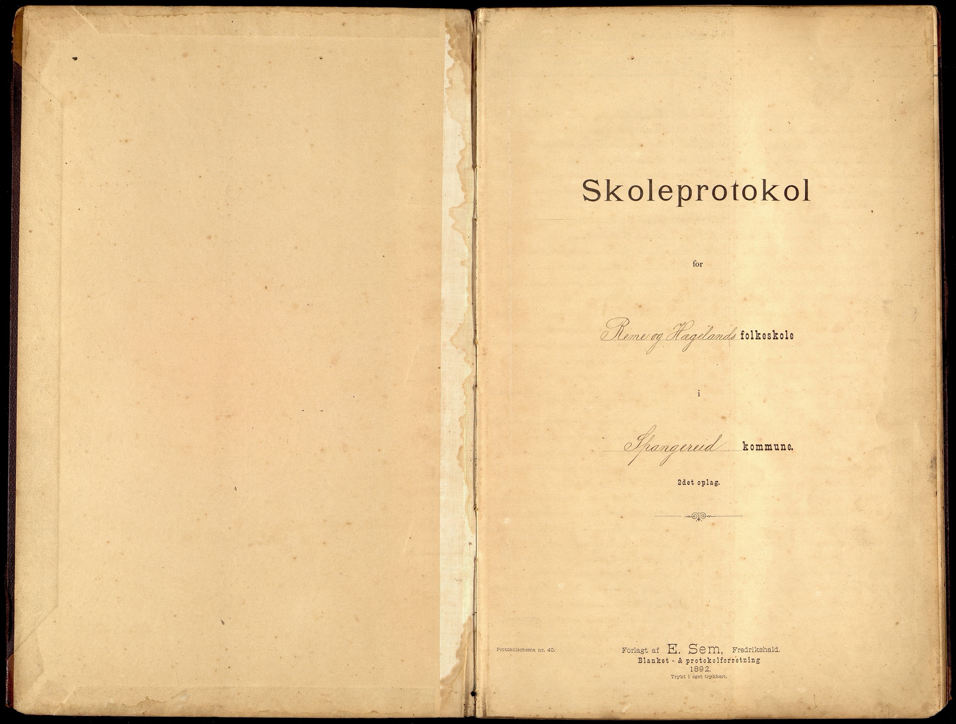 Spangereid kommune - Hægeland Skole, ARKSOR/1030SP553/H/L0001: Skoleprotokoll, 1893-1914