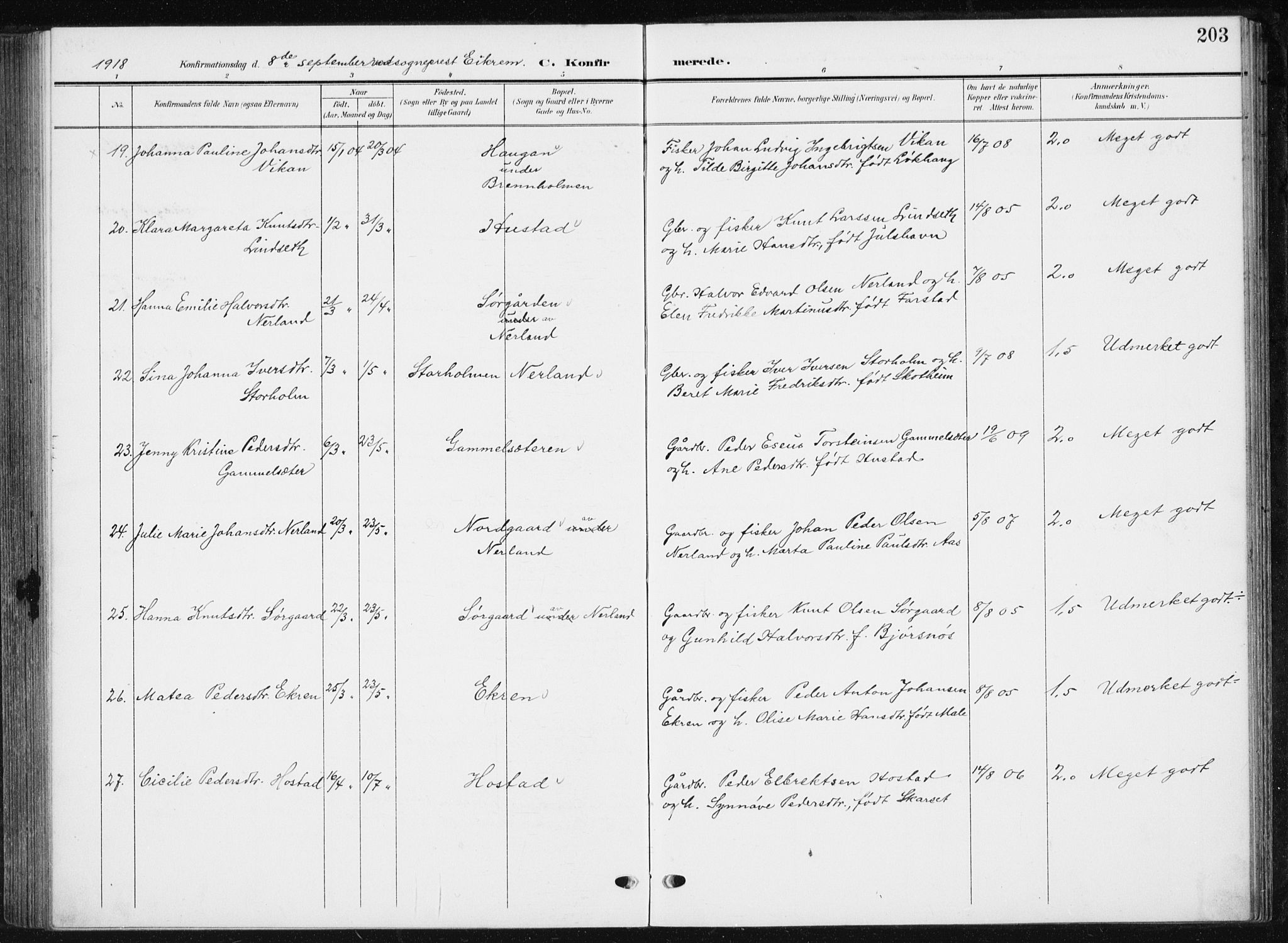 Ministerialprotokoller, klokkerbøker og fødselsregistre - Møre og Romsdal, AV/SAT-A-1454/567/L0784: Parish register (copy) no. 567C04, 1903-1938, p. 203